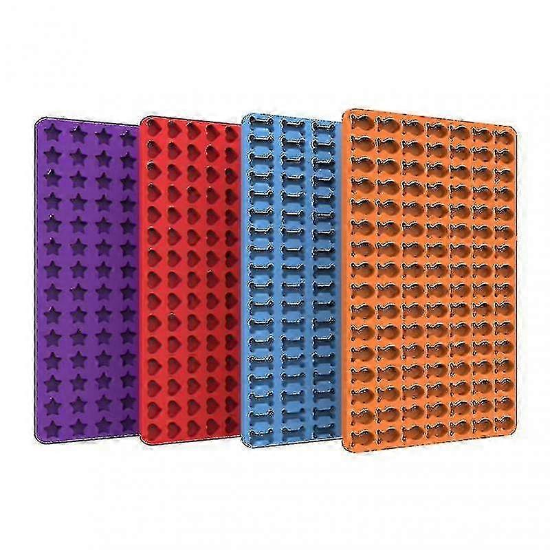 4pcs Silicone Baking Molds - Mini Heart Fish Bone Dog Biscuit Cookie Non-Stick Food Grade Molds for Snacks & Ice Lattice