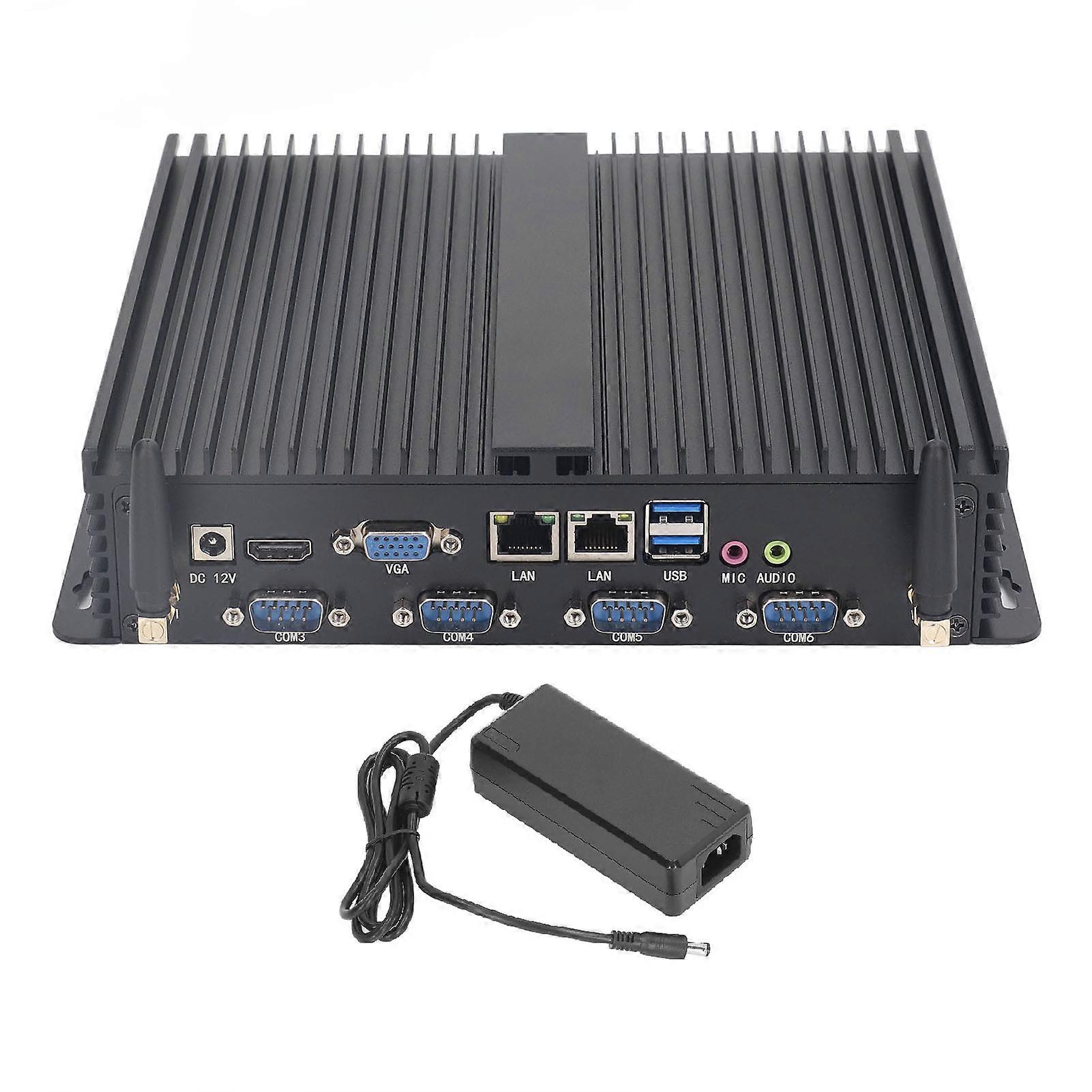 Fanless Industrial Computer Aluminum Alloy Fully Enclosed Dust Proof Dual Display Noiseless Mini PC 110‑240V I5 7200U