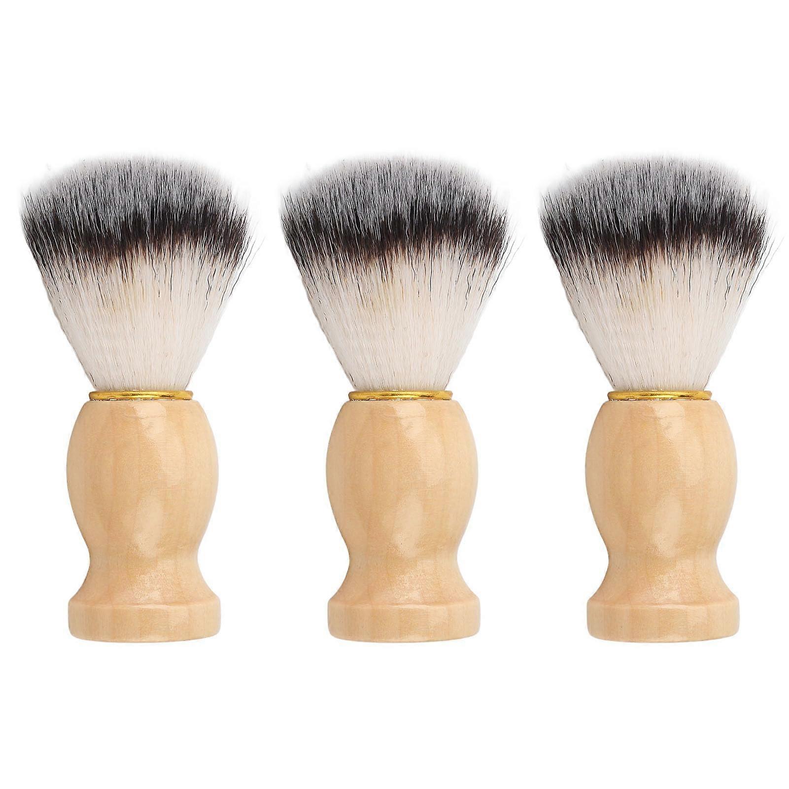 Beard Foam Brush for Men, 3-Piece Set Beard Care Brushes with Soft Hair and Wooden Handle for Daily Beard Cleaning