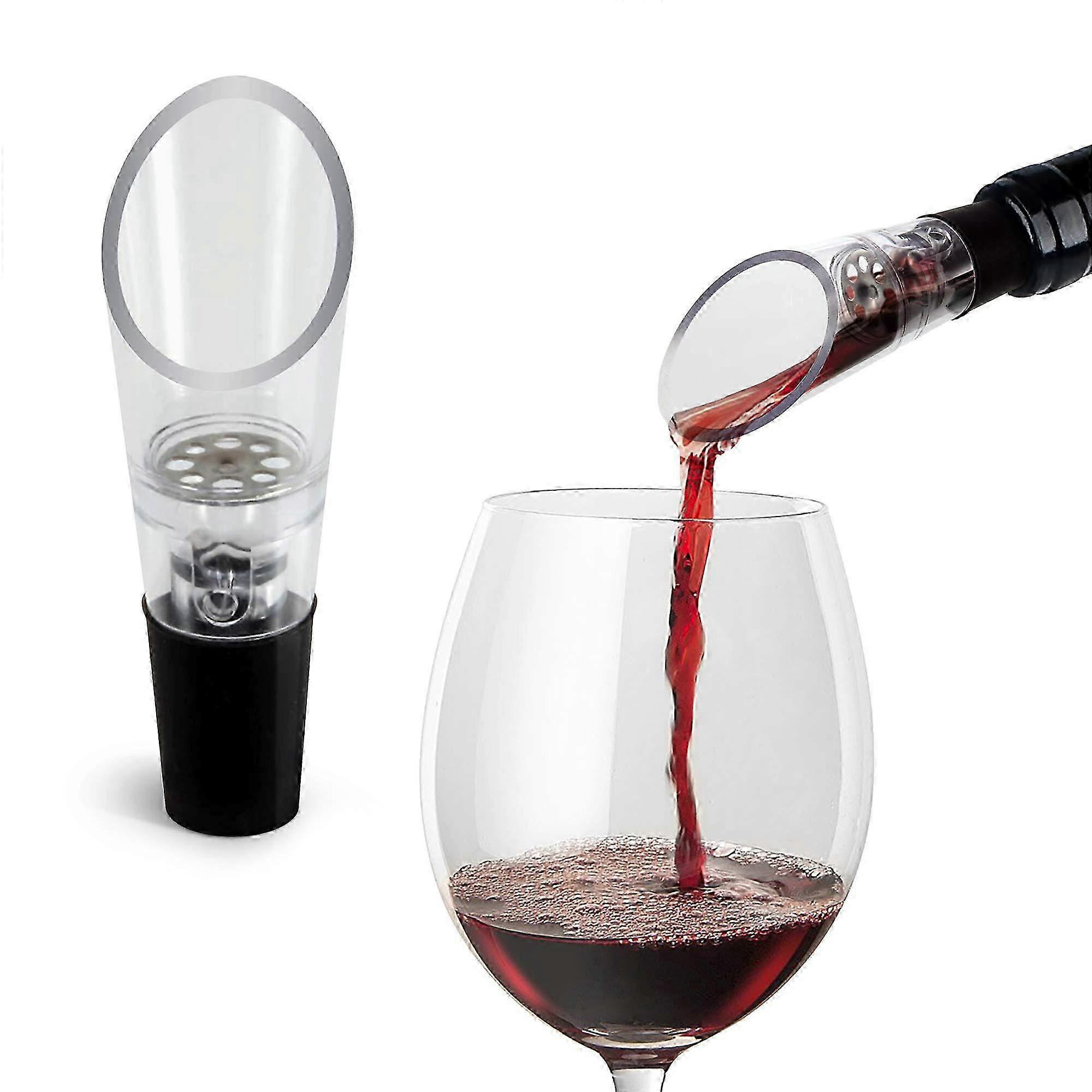 Wine Aerator Pourer Spout 2-Pack,Decanter Set,Attaches to Any Bottle,No-drip or Spills,Black SZRH A-B