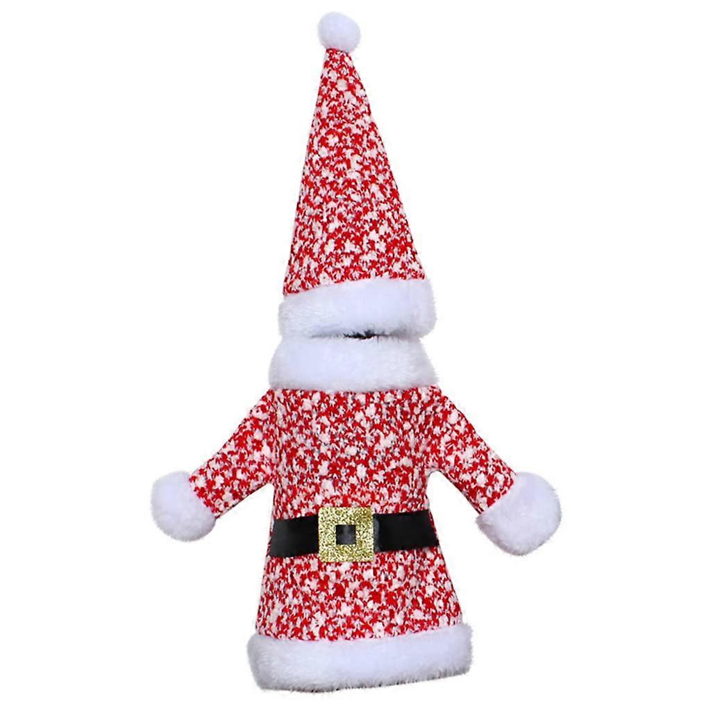 Wine Bottle Set with Santa Claus Clothes, Red Coat and Hat, Dining Table Decoration for Christmas and New Year