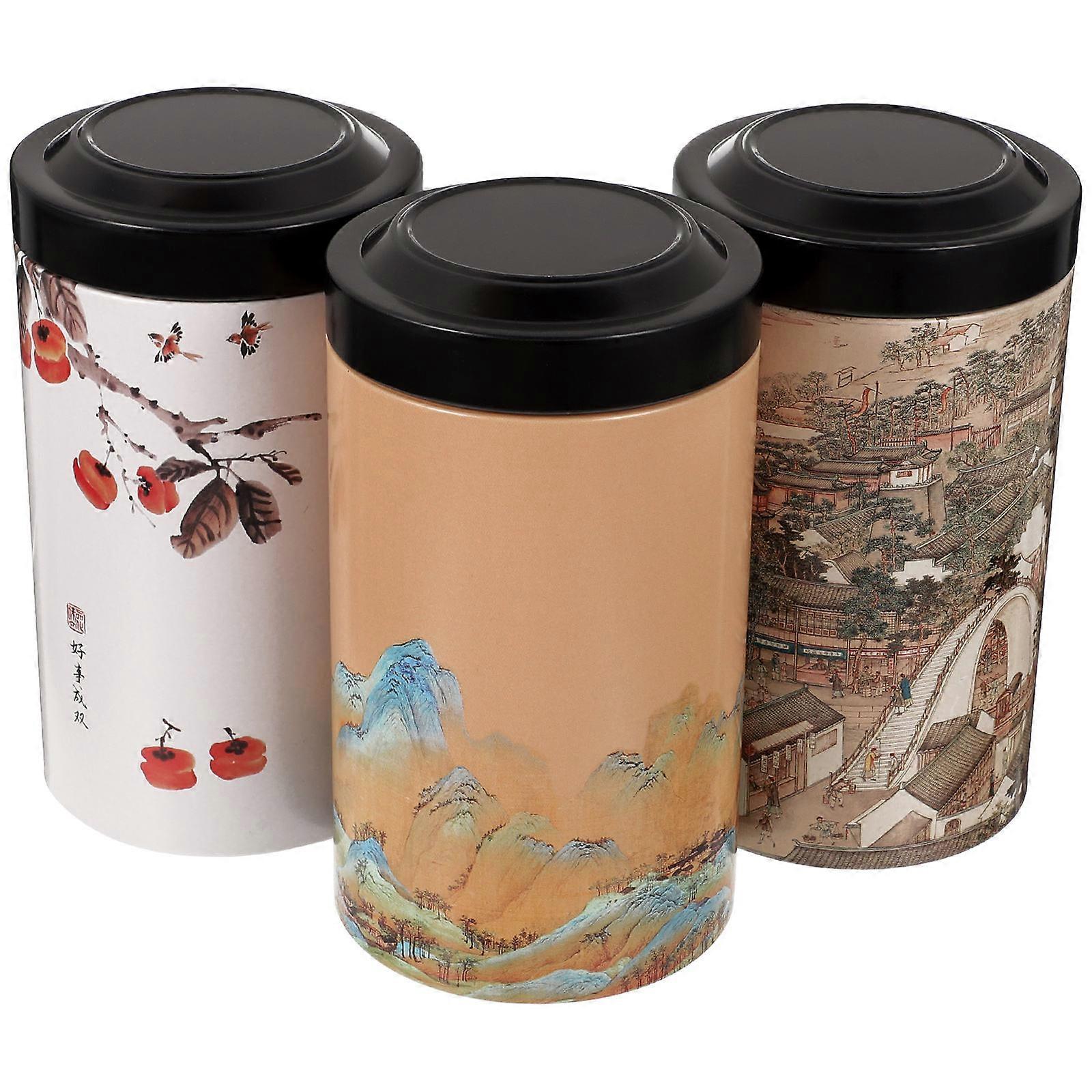 3pcs Airtight Tinplate Candy & Snack Containers with Lids for Kitchen Storage – Ideal for Tea, Dried Fruit, and Gift Use
