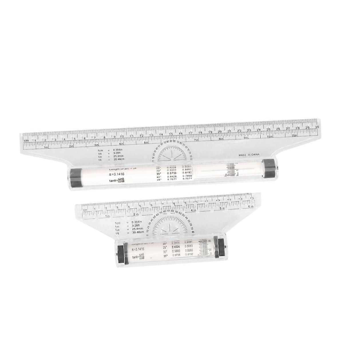2 Pieces Parallel Ruler Measuring Ruler Drawing by Foil Loud Balancing Student and Office Rolling Ruler Drawing Foil Ruler Plastic Transparent