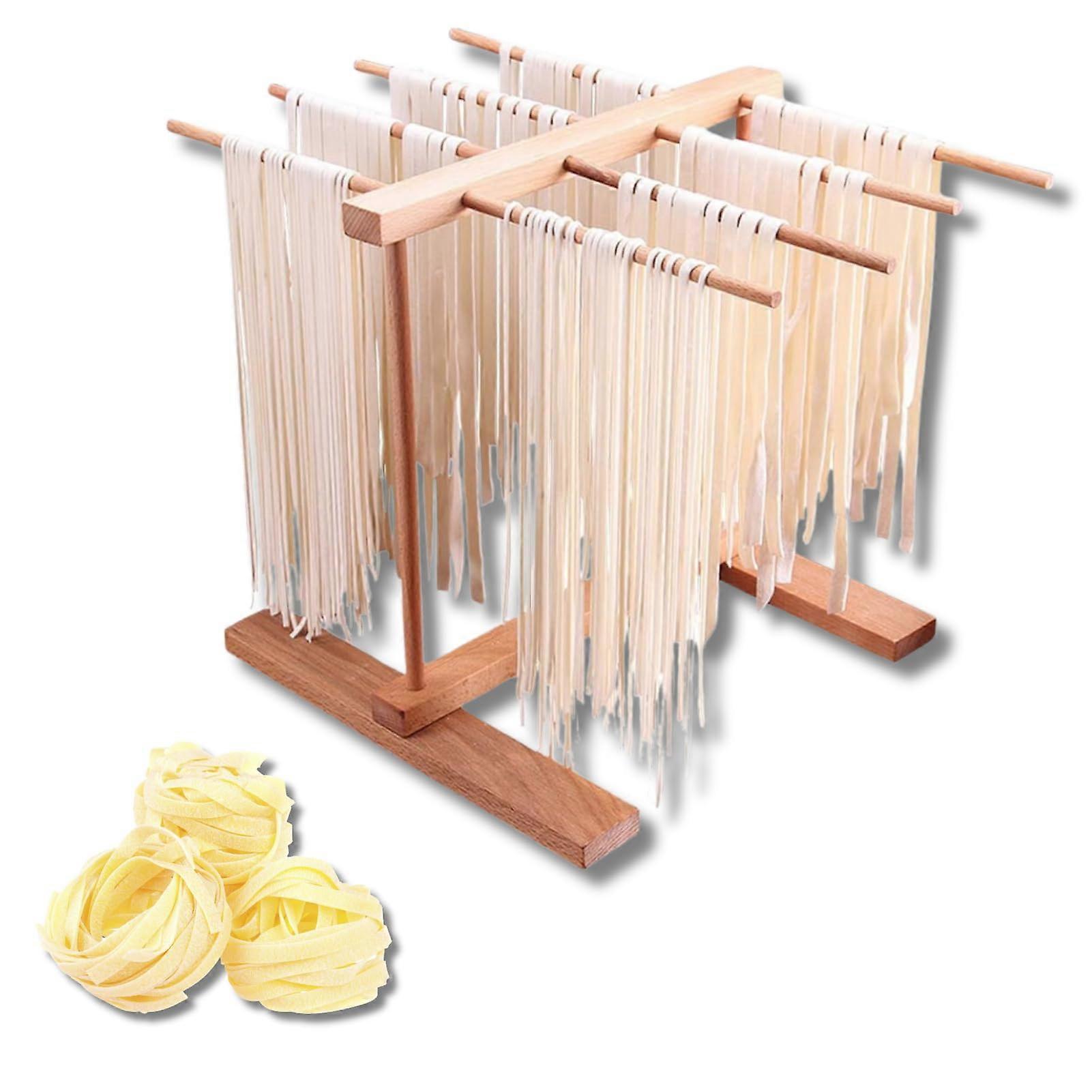 Pasta Dryer Wooden Foldable Rack with 8 Bars, 18 cm, 2 kg Capacity, Space-Saving Noodle Drying Stand for Spaghetti