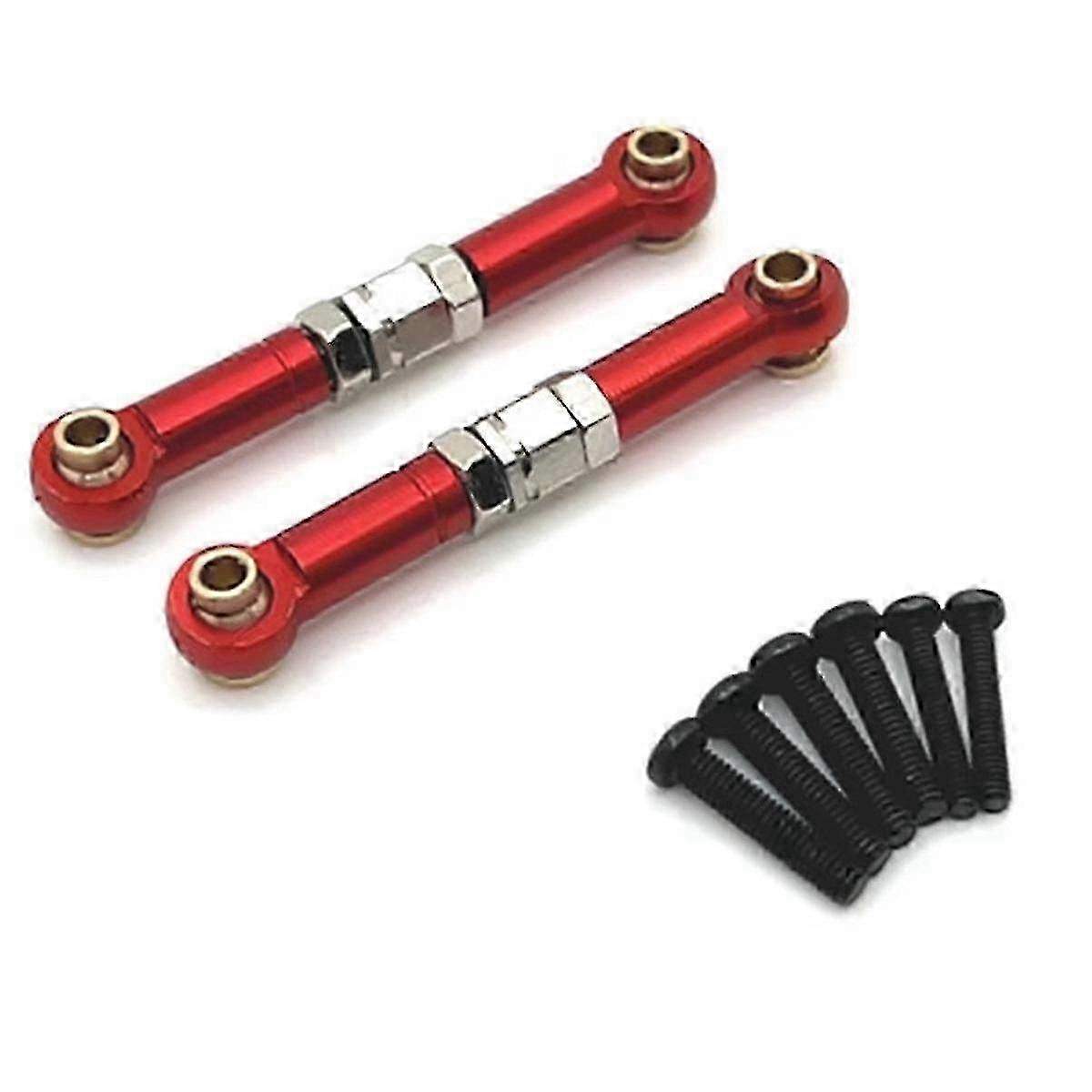 Aluminum Front Steering Link Rod Linkage Upgrade for 1/14 RC Car Models 14209 & 14210 - Red Replacement Part