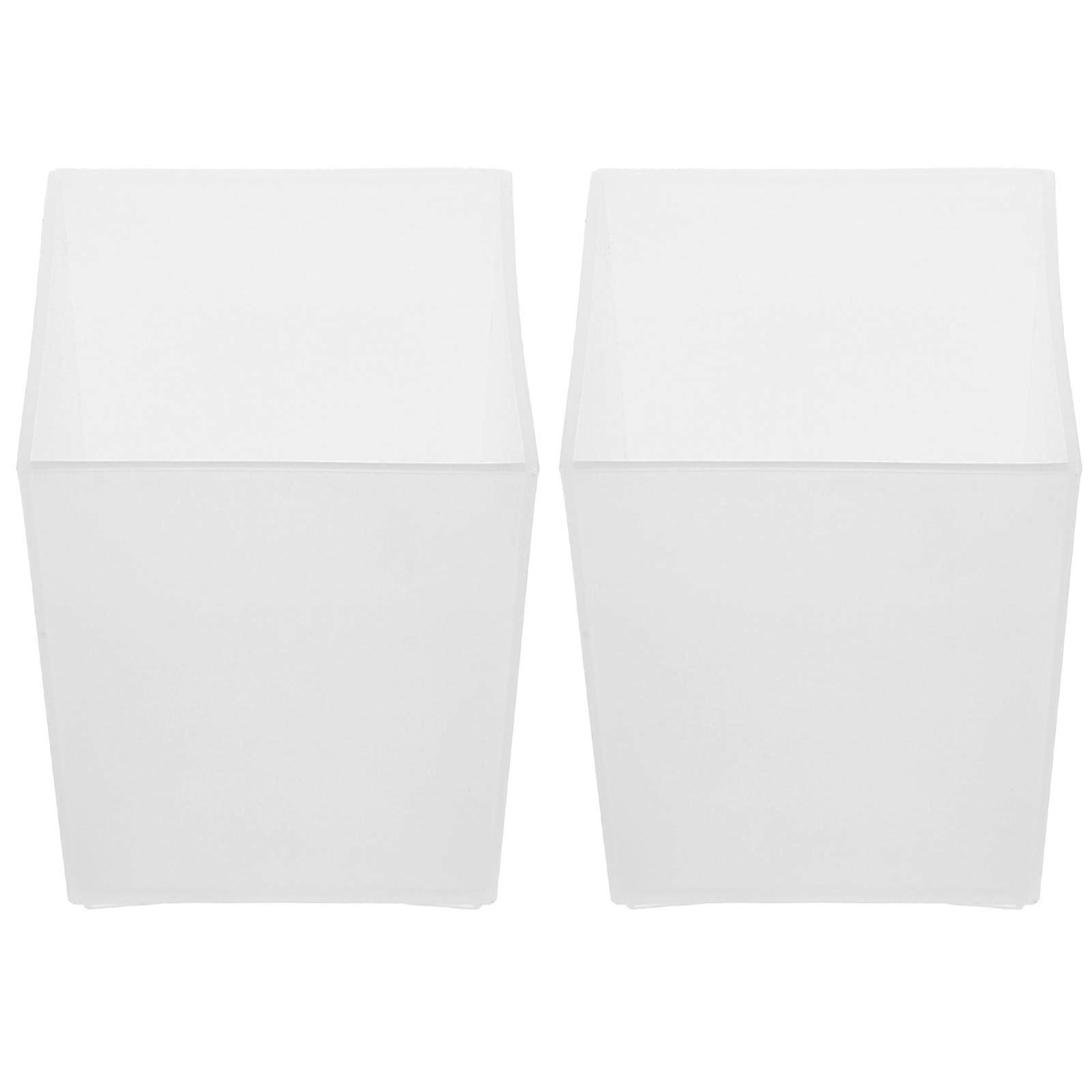 2pcs Square Pen Holder Pencil Container Desktop Stationery Organizer Multipleuse Desk Organizer for School Office (White)