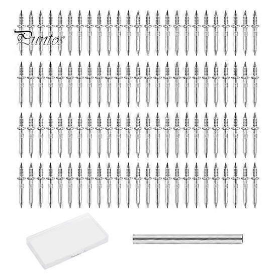 100Pcs/Box Double-Head Skirting Thread Seamless Nail with Sleeve Tool Solid Wood Baseboard Double Sided Nail Skirting Line Invisible Security Screw