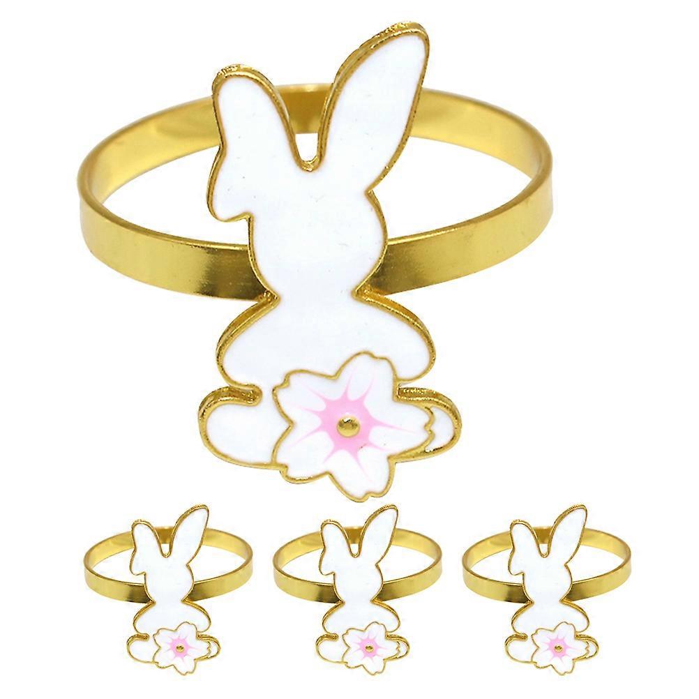 Napkin Ring Easter Party Dining Table Rabbit Napkin Holder White 4Pcs
