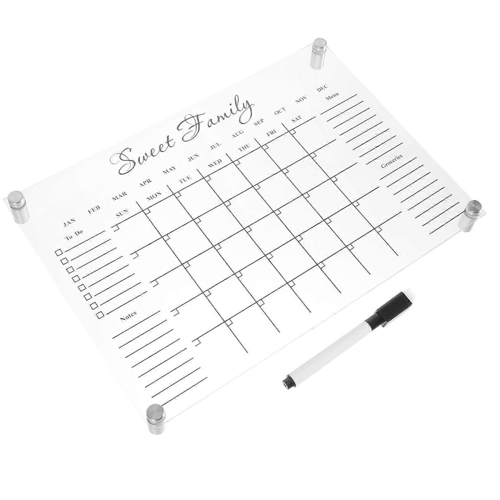Acrylic Memo Board Rectangular Erasable Writing Home School Office Cafe Shop 1Set