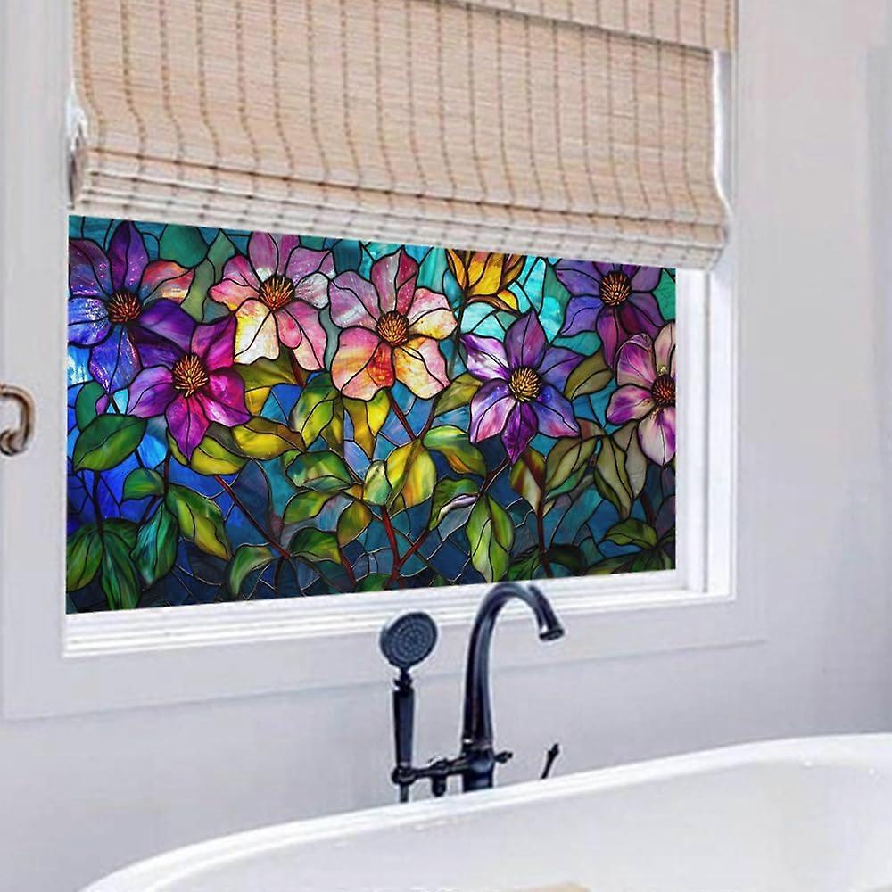 Privacy Film Window Purple Pink Frosted Glass Adhesive Film for Sun Protection, 90 x 150 cm, Self-Adhesive 1 Piece