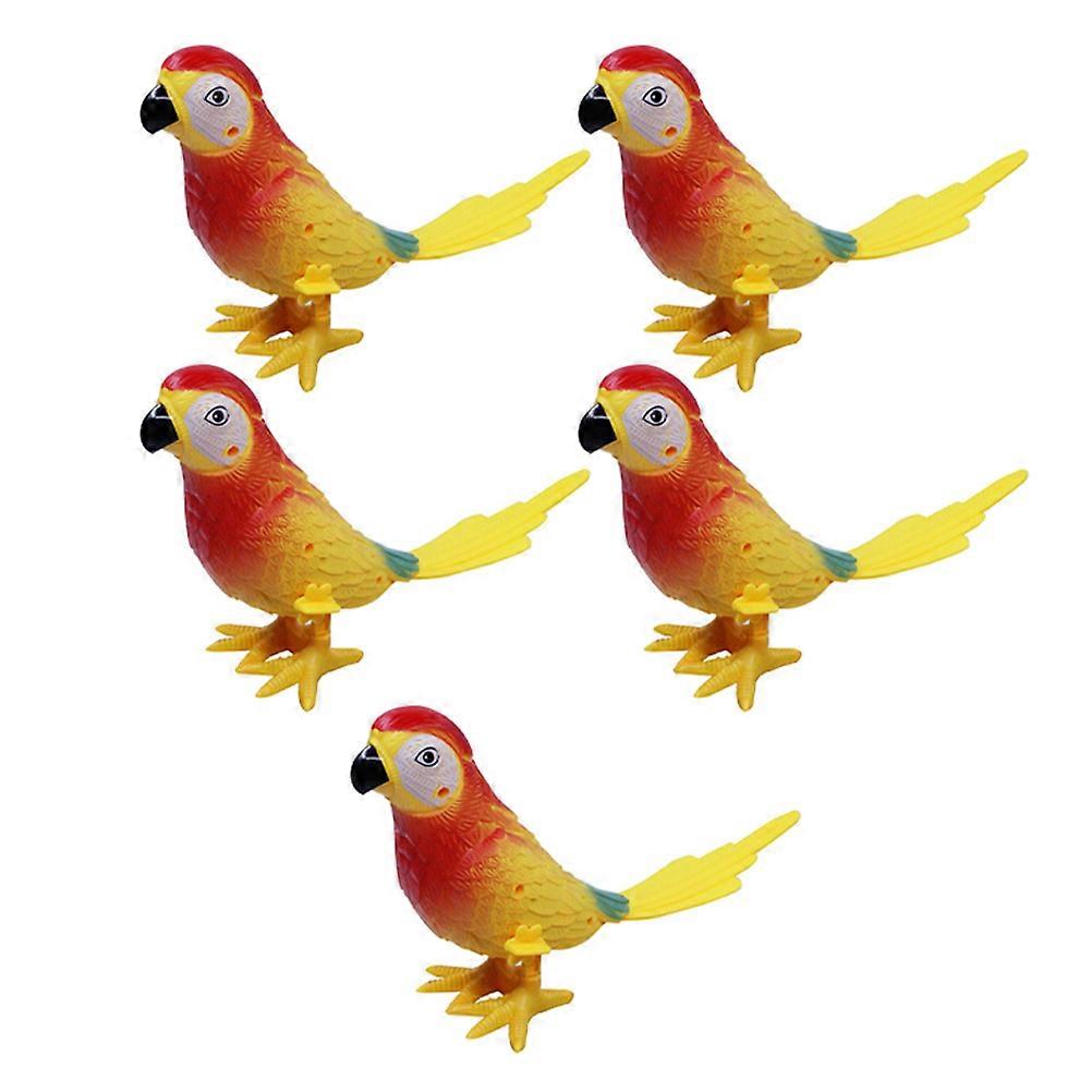 Masteelf 5pcs Parrot Clockwork Toy Decorative Wind up Playthings for Kids