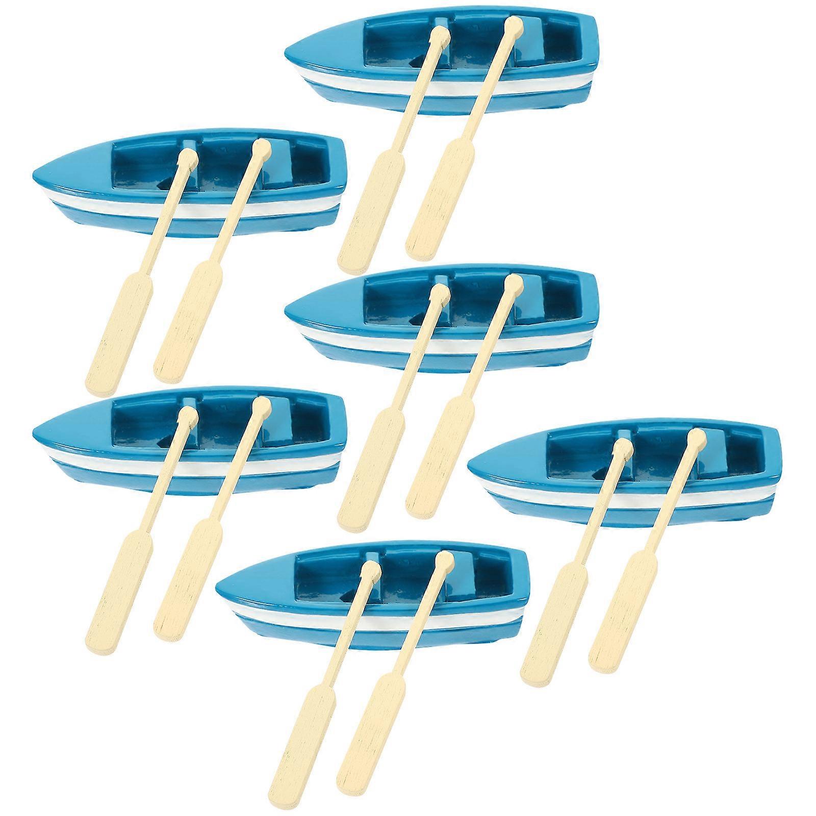 Lifelike Resin Boat Model with Oars – Miniature Decorative Craft for DIY Micro Landscape, Ocean Style Fairy Garden Accessories