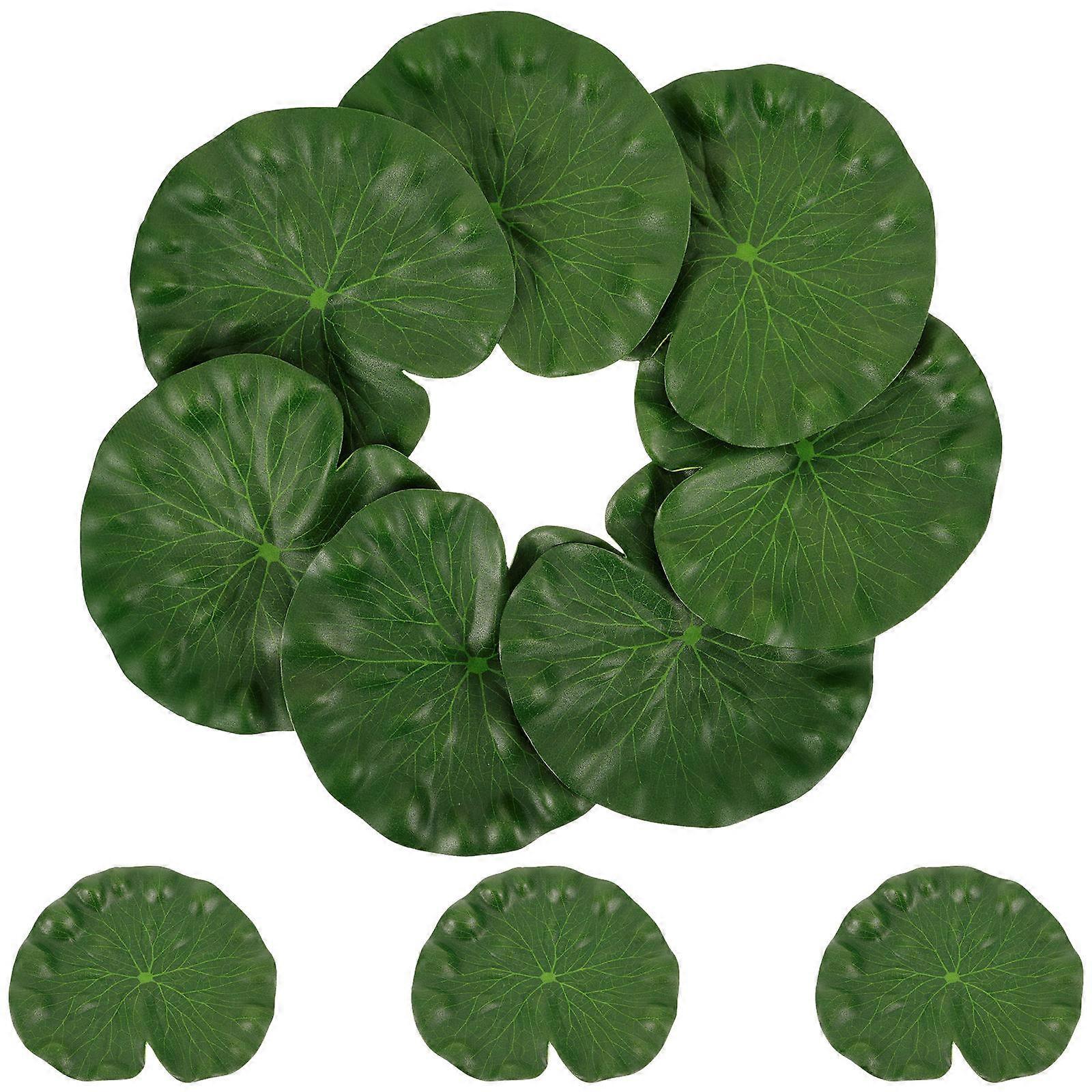 10pcs Green Artificial Lotus Leaf for Aquarium Fish Decoration Realistic Floating Pads Water Scenery Stage Props