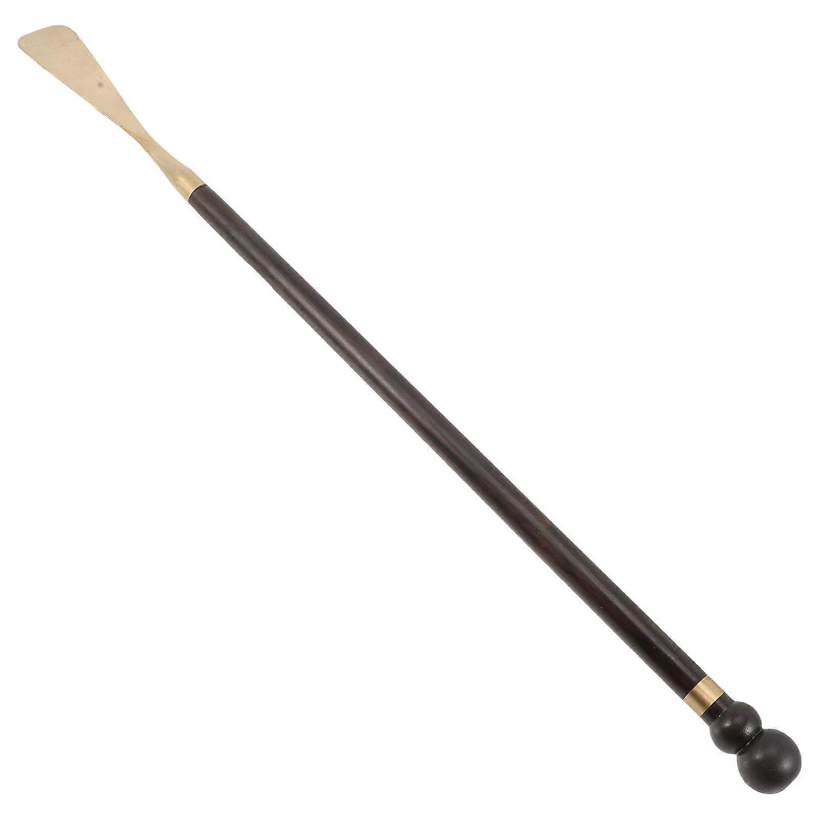 Durable Long Handle Shoe Horn Wood Copper Material for Indoor Use Easy Wearing Shoes Assistance 1Pack