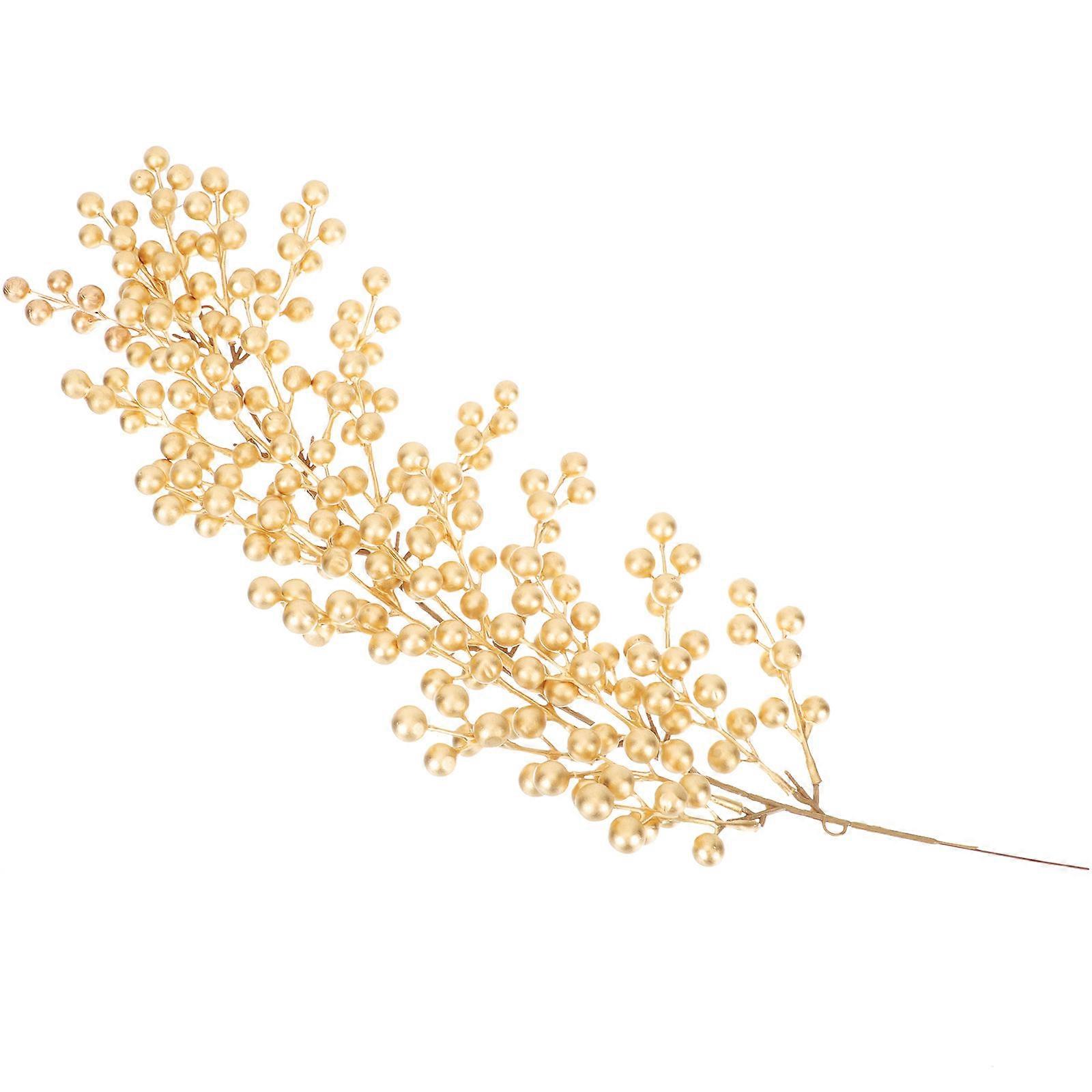 Artificial Berry Stem Garland For Door Decoration 24.4X5.9X3.9in Golden DIY Wreath Decor 1Pack