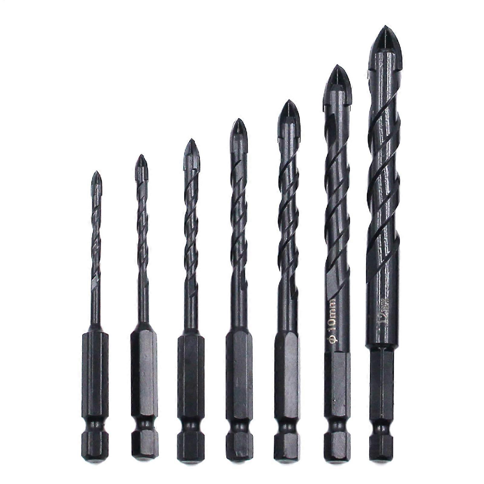 Concrete Drill Bit Set  7piece Masonry Drill Bit Set for Concrete, Precision Metal Drill Bits for Porcelain, Glass  Cement.