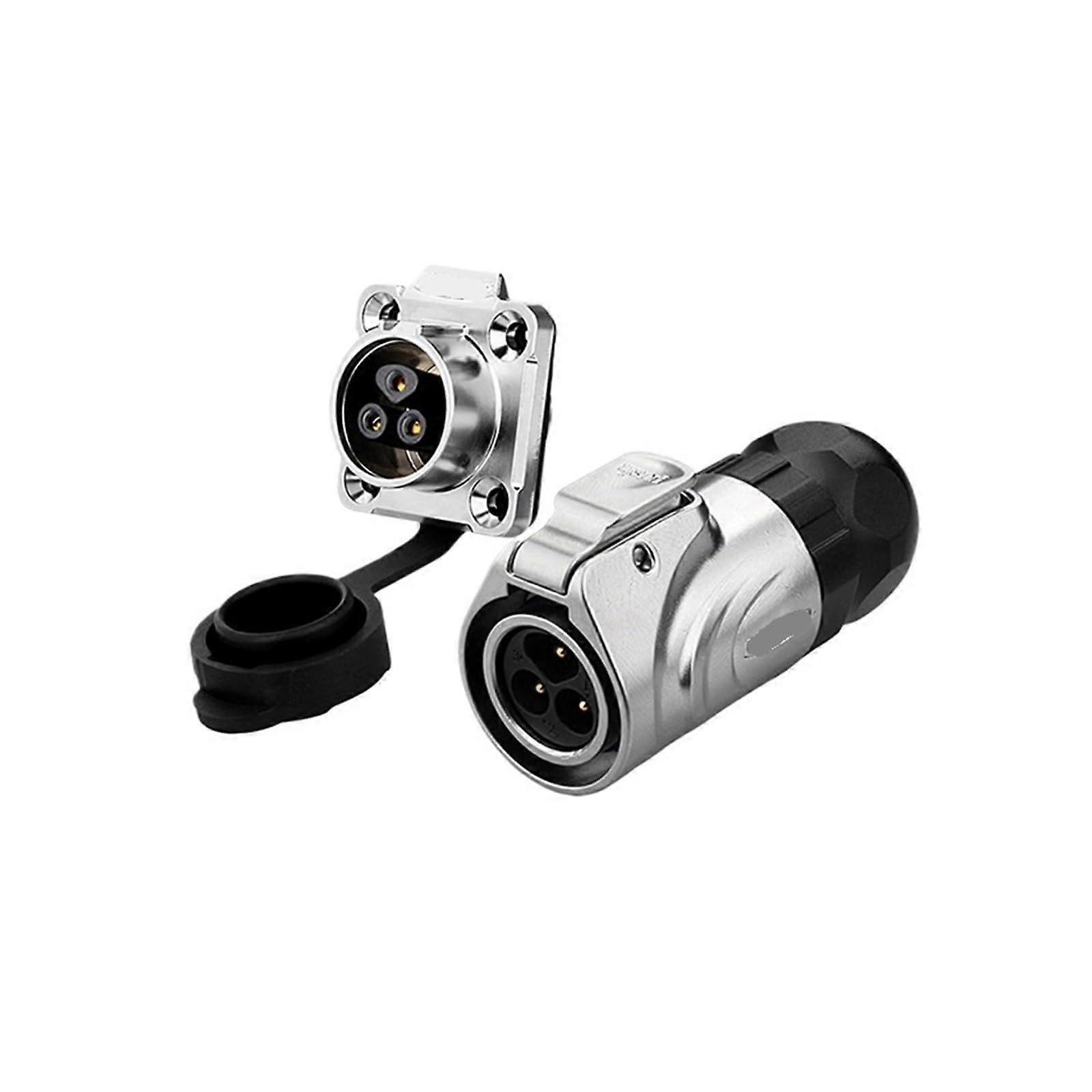 LP16 Type 3pin aviation plug and socket, round metal pin, power signal, industrial connector (flange mounting).
