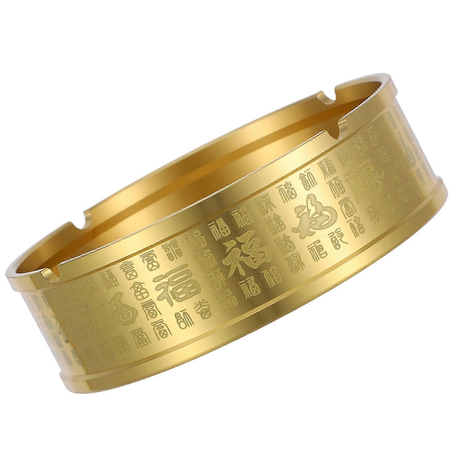 Golden Vintage Ash Holder Round Ashtray Designed For Smokers In Home Office And Patio 1Pack