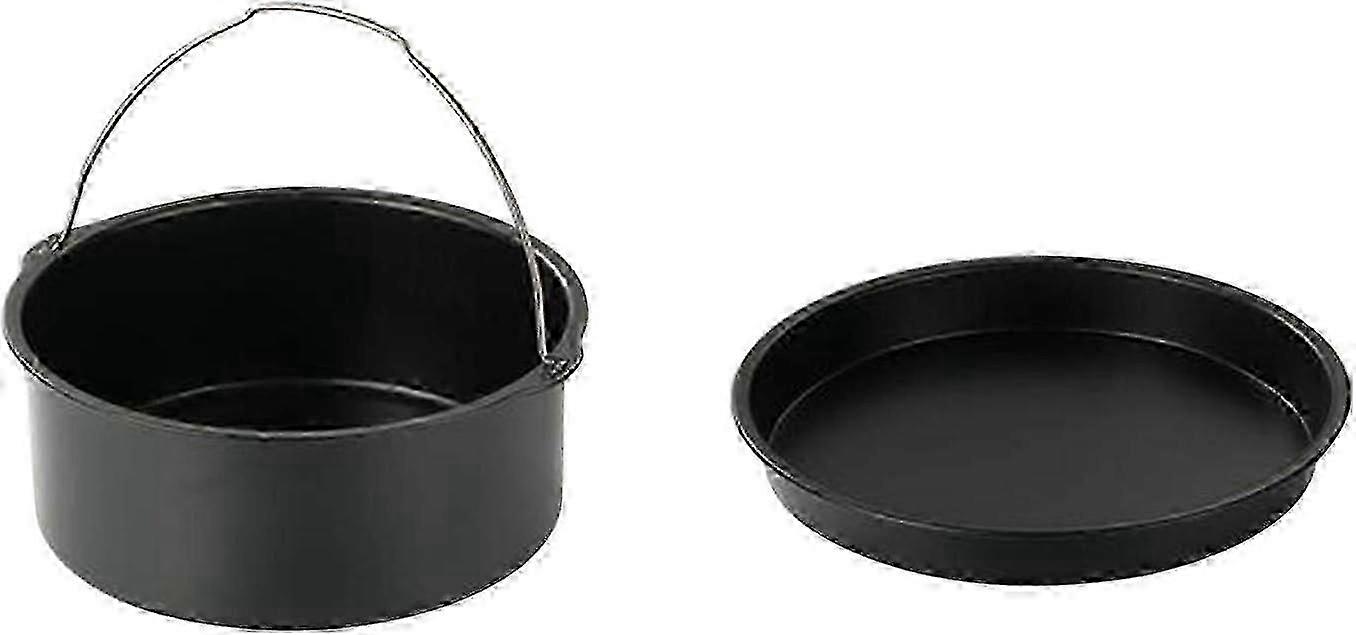 2pcs Universal Air Fryer Accessory Set with Pizza Pan & Cake Barrel, Nonstick Coating, 6inch