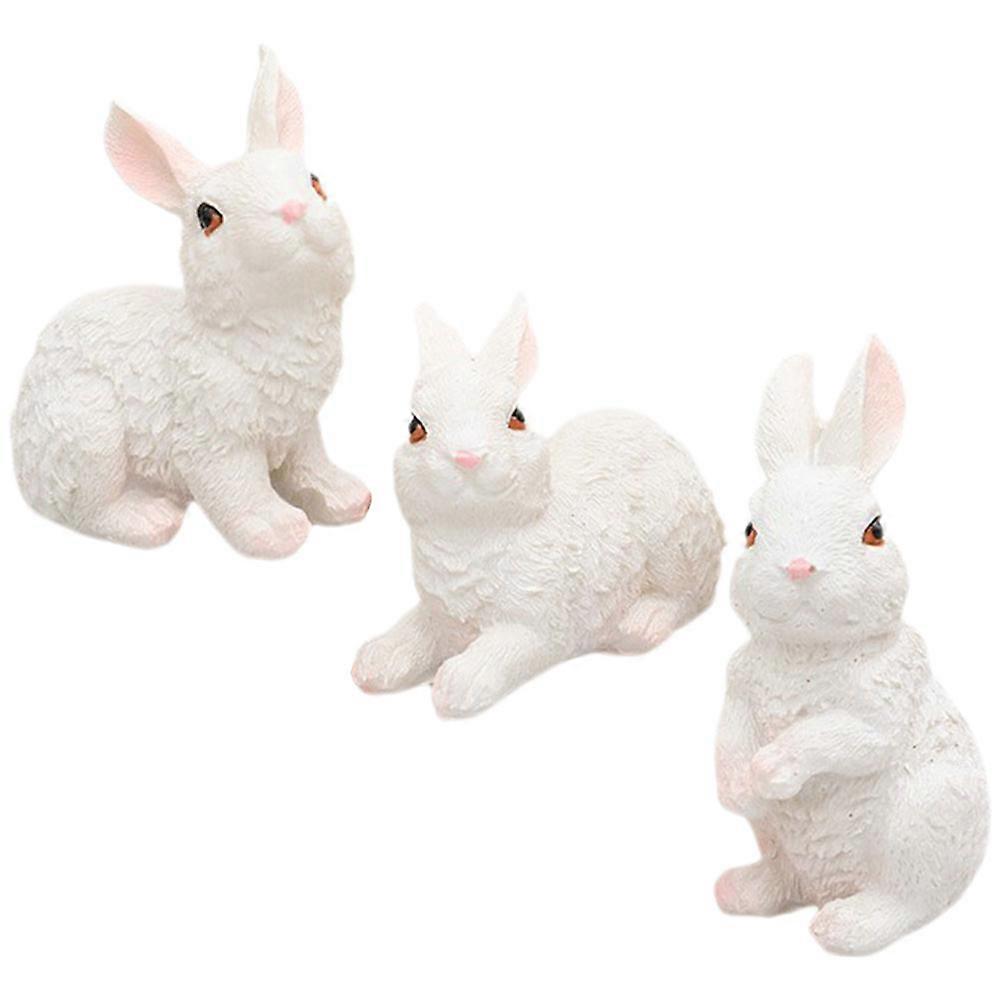 Bunny Decor Resin Rabbit Figurine for Easter 3Pcs White Rabbit Statues