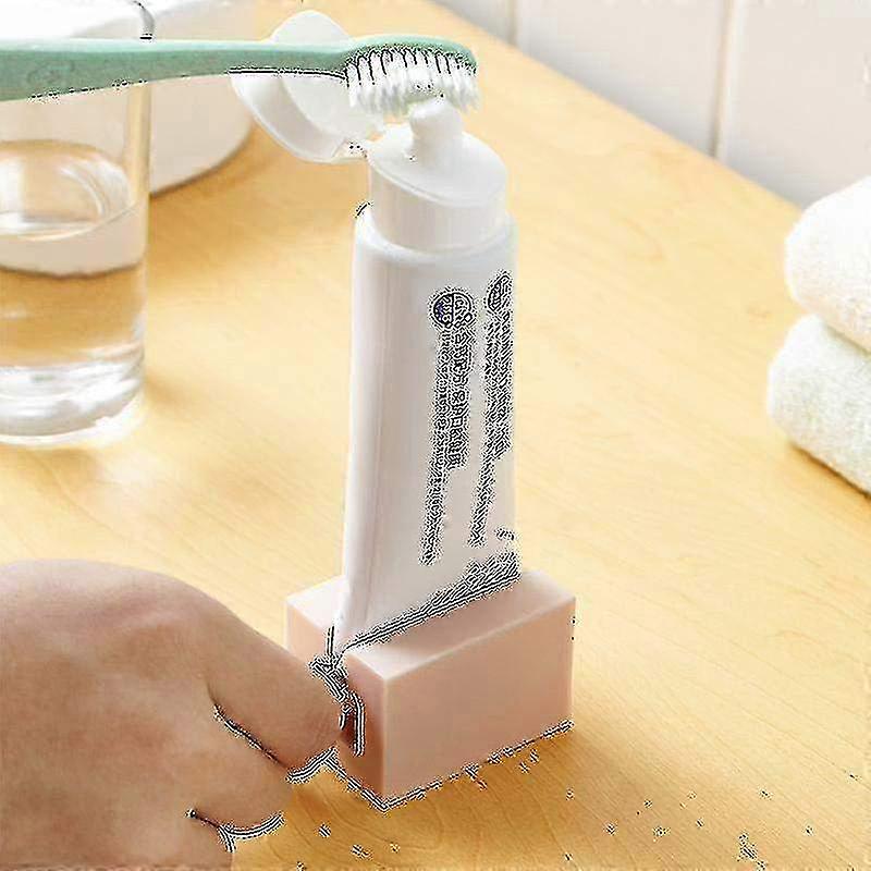 Toothpaste Dispenser & Squeezer Set - 2-Piece Pink Bathroom Organizer for Efficient Toothpaste Use & Squeeze Roller