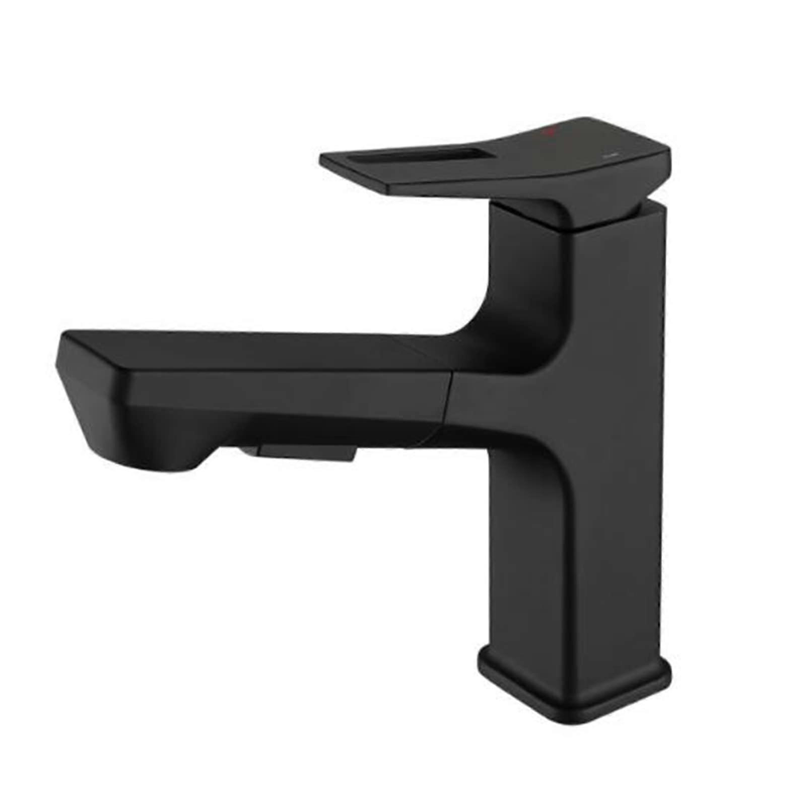 Pullout spray faucet with mixer, brass hot and cold water, single hole, 2 spray modes, bathroom faucet  GUE (Gray)