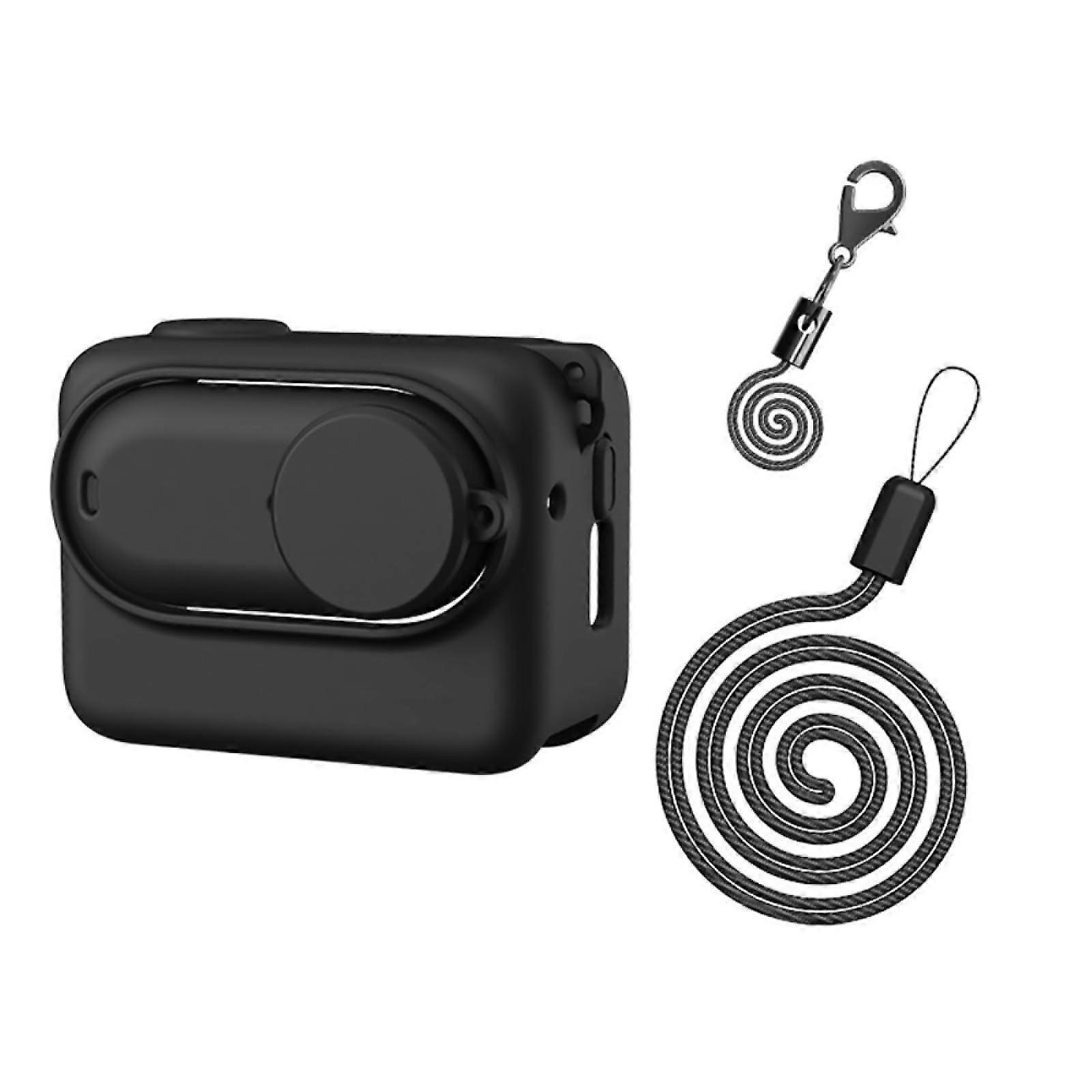 Silicone Protective Case with Neck Hanging Rope for Insta360 GO 3 Action Camera Accessories Black