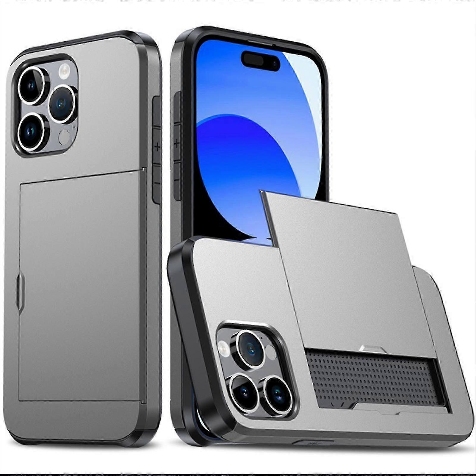 for iPhone 15 Pro Max/15 Ultra Case with Card Holder Heavy Duty Protective Dual Layer Shockproof Hidden Card Slot Slim Wallet Case 15 Pro Max