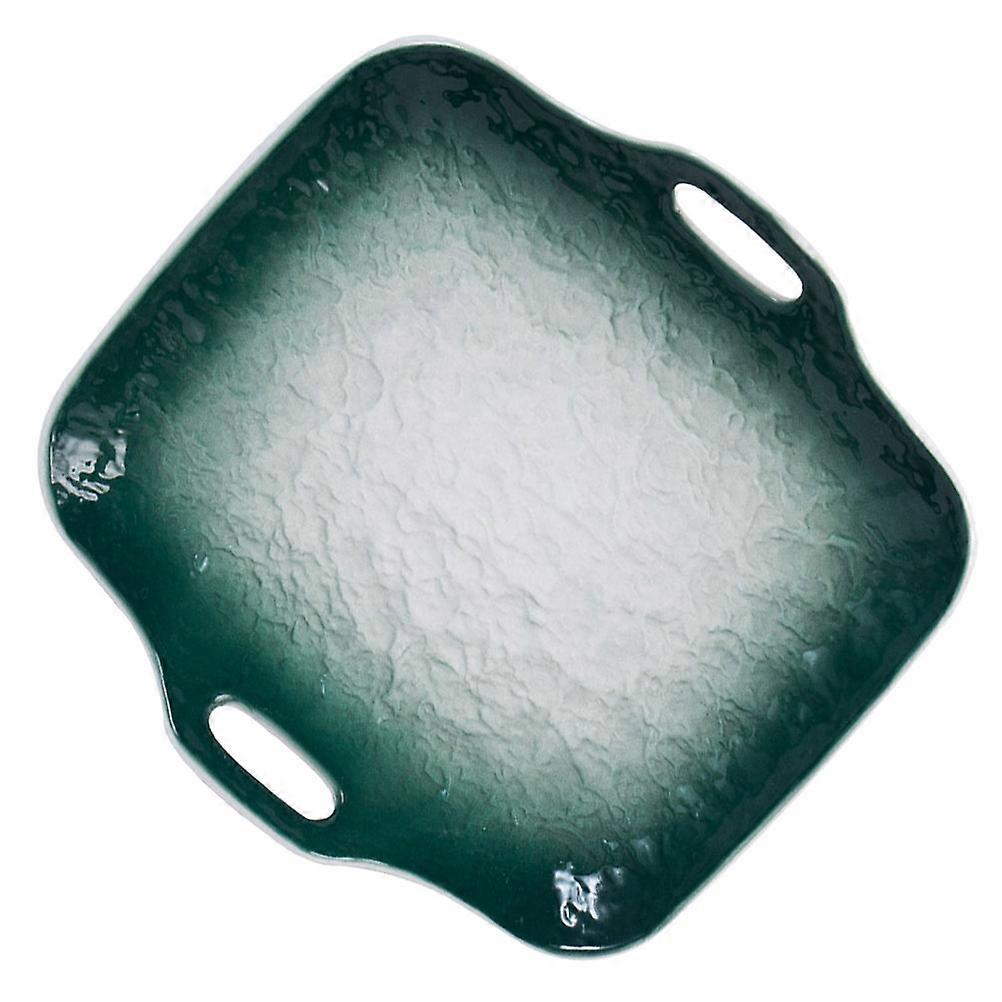 Square Baking Pan Ceramic Dinner Plate for Serving 1Pcs Green