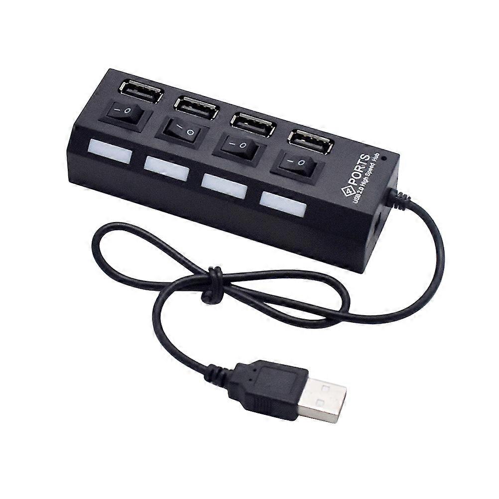 Multi USB Plug USB Hub For PC Laptop Individual Port Control Black 1Pack