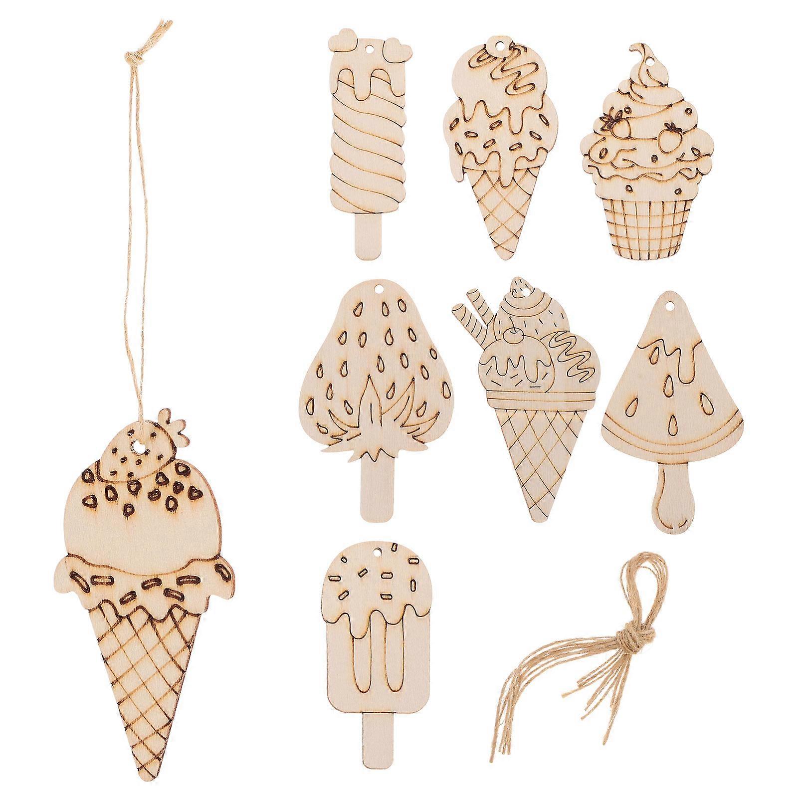 Unpaintable Wood Slices Decorative Items For Home Decoration 3.54X1.77X0.08in Summer Style 1 Set