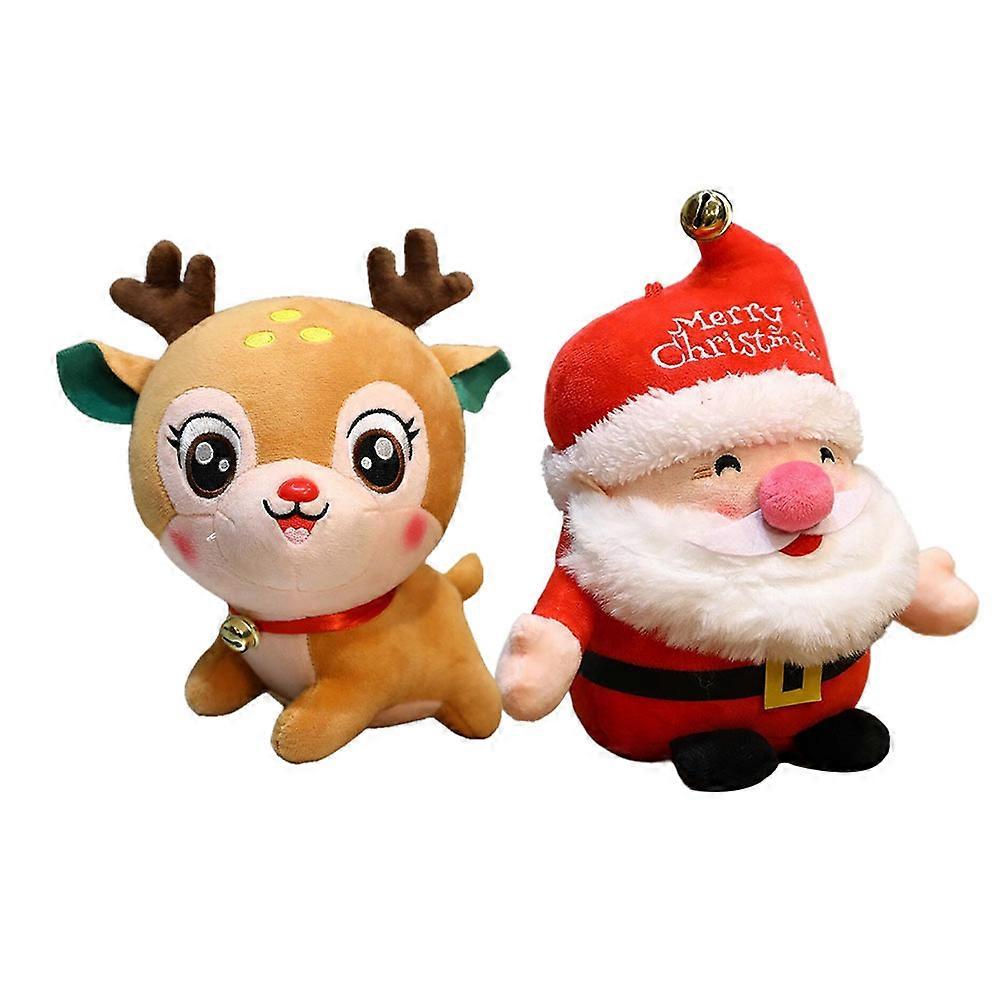 Unique 2Pcs Christmas Dolls Featuring Santa Claus Elk Crafted For Party Decoration Available In Assorted Color 20x15cm