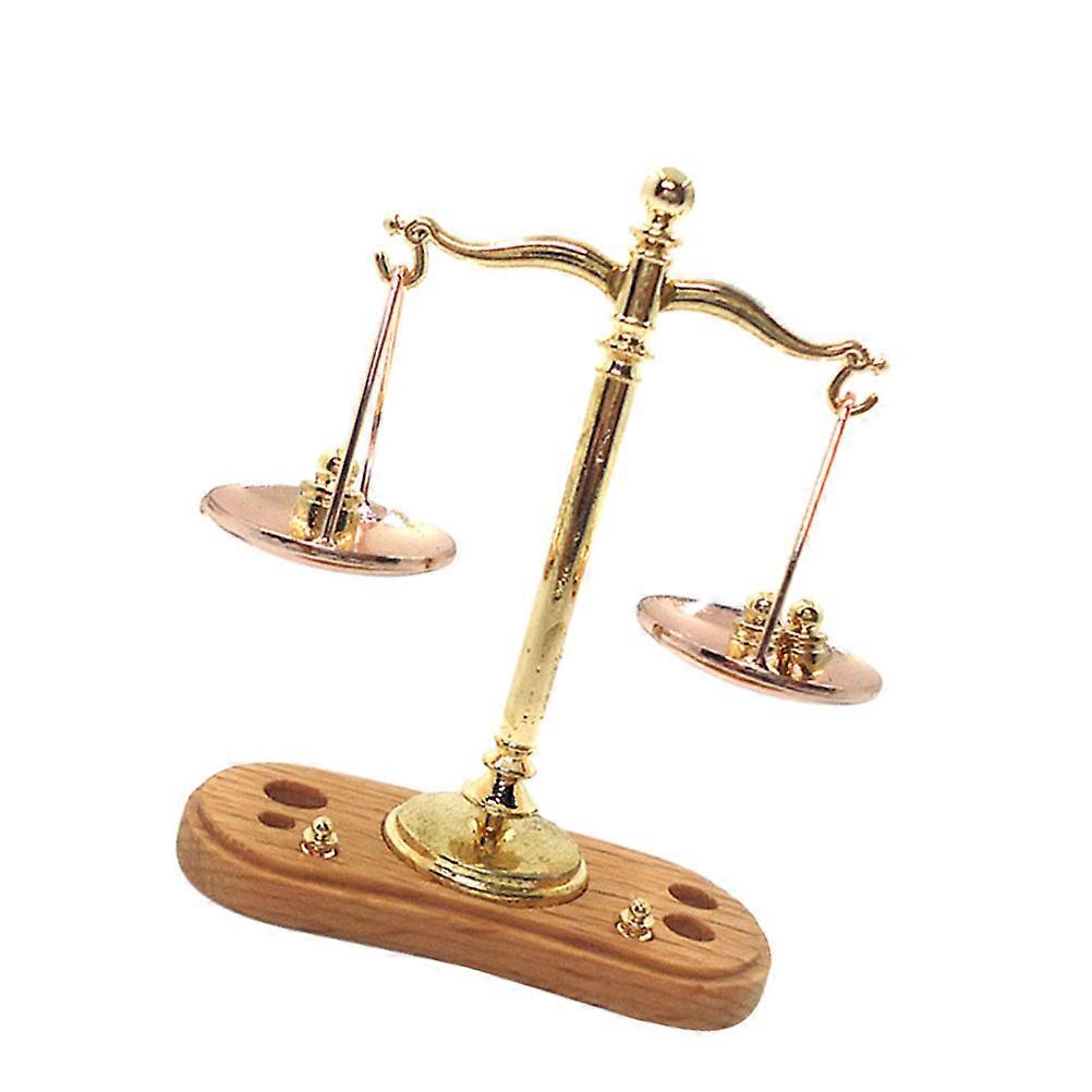 Mini Weigh Scale Model for Decor Made of Metal Brown Color Adds Warmth to Dolly House 1 Set