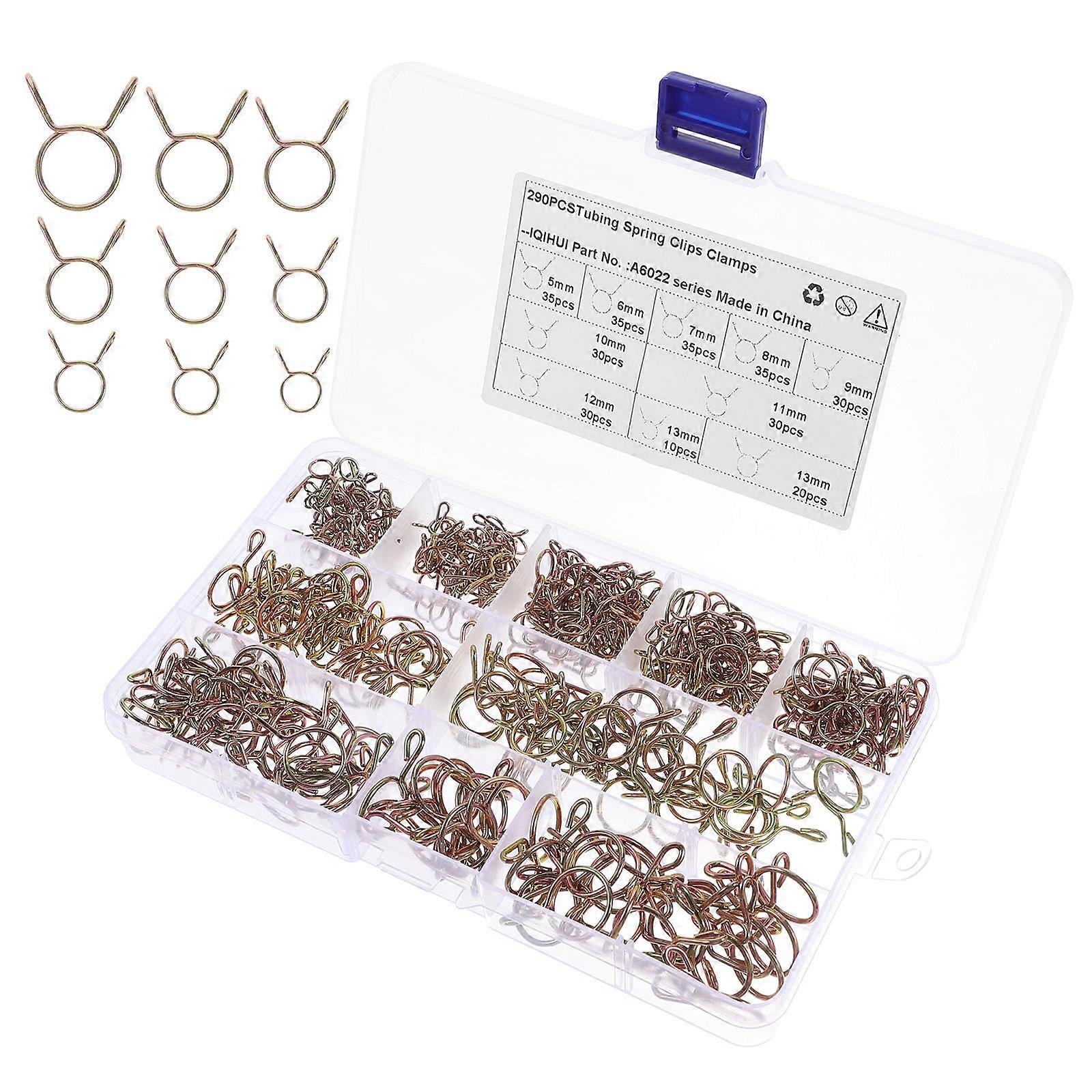 Hose Clamp Assortment Kit with Spring Clamps for Fuel Line, Vacuum Hose, and Water Pipe – Durable Manganese Steel for Versatile Applications