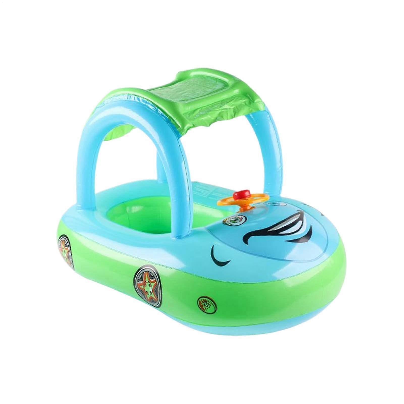 Toddler Swimming Aids Inflatable Swimming Ring For Children With Sun Canopy Pool And Lake Use Light Blue