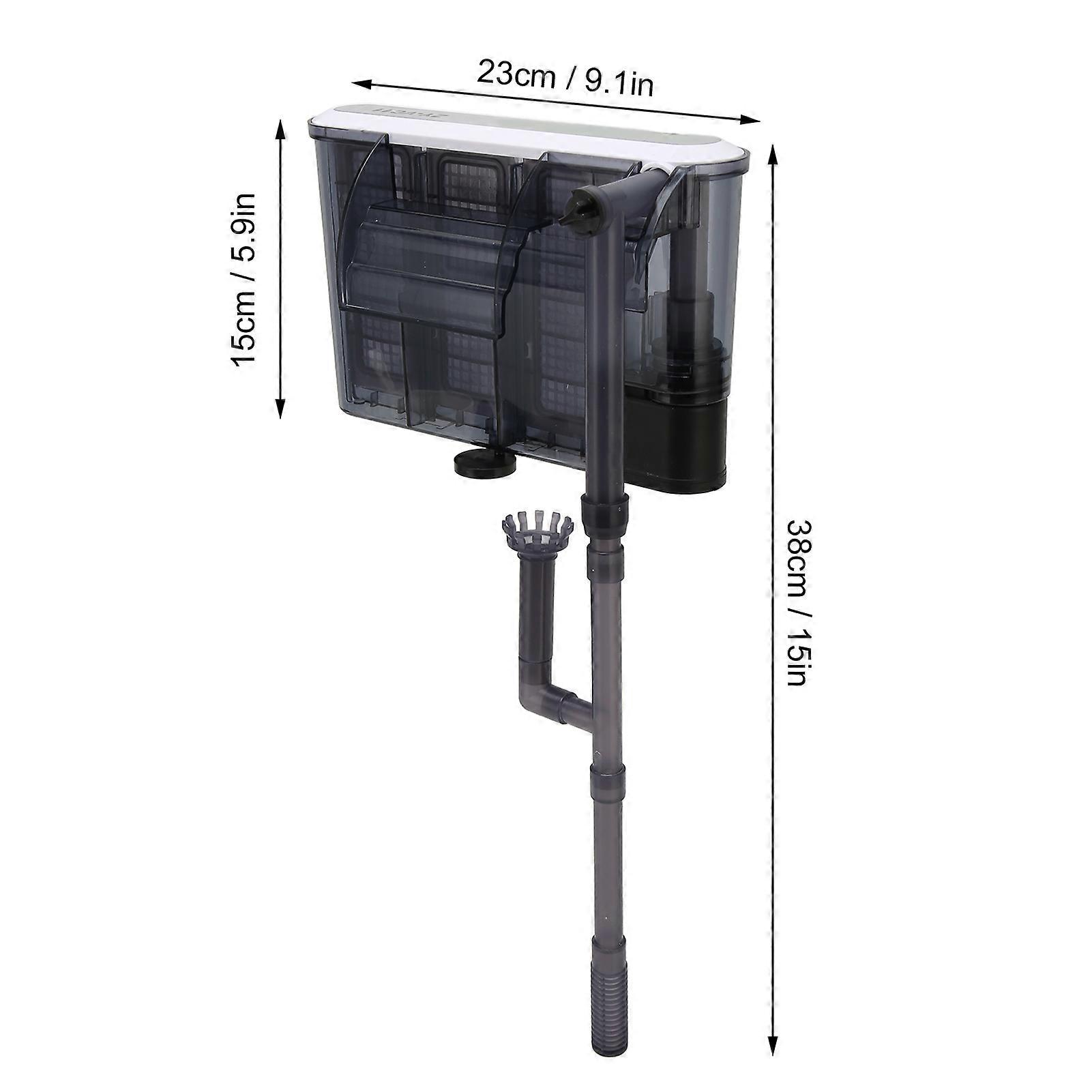 Aquarium Adjustable Water Flow Waterfall Design Quiet Fish Tank External Hanging Filter with Surface Skimmer 6W