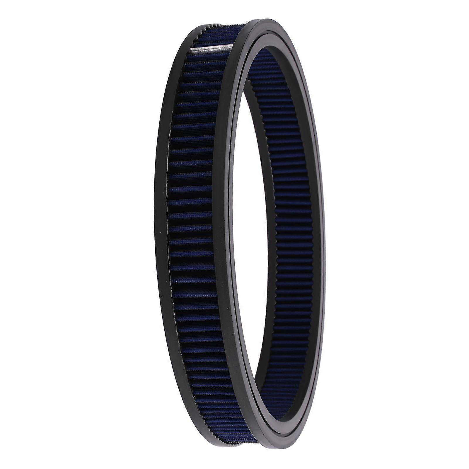 Round Air Filter Element for Hot Rod 14 x 2 Inch, High Flow Washable Reusable Engine Air Filter, Blue Intake Filter