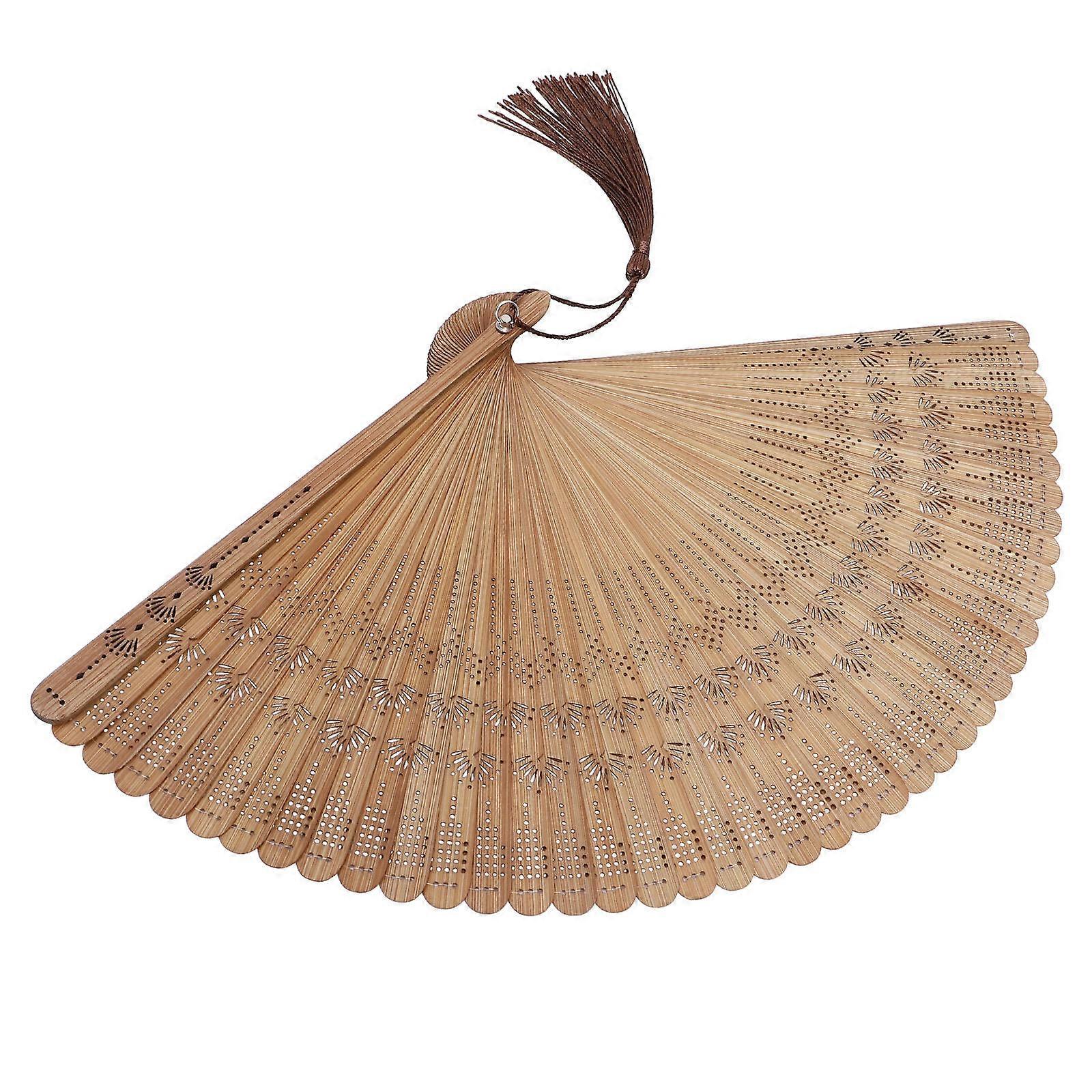 Bamboo Hand Fan 10Set Chinese Style Folding Fan For Catwalk Show Summer Use Wind Cooling Brown