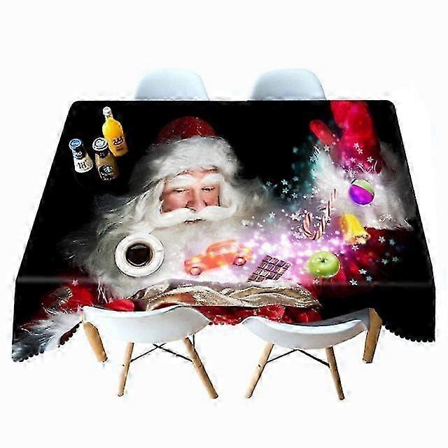 Christmas Tablecloth Santa Claus and Gift Pattern Rectangular Tablecloth Waterproof and Oilproof Tablecloth Decorate