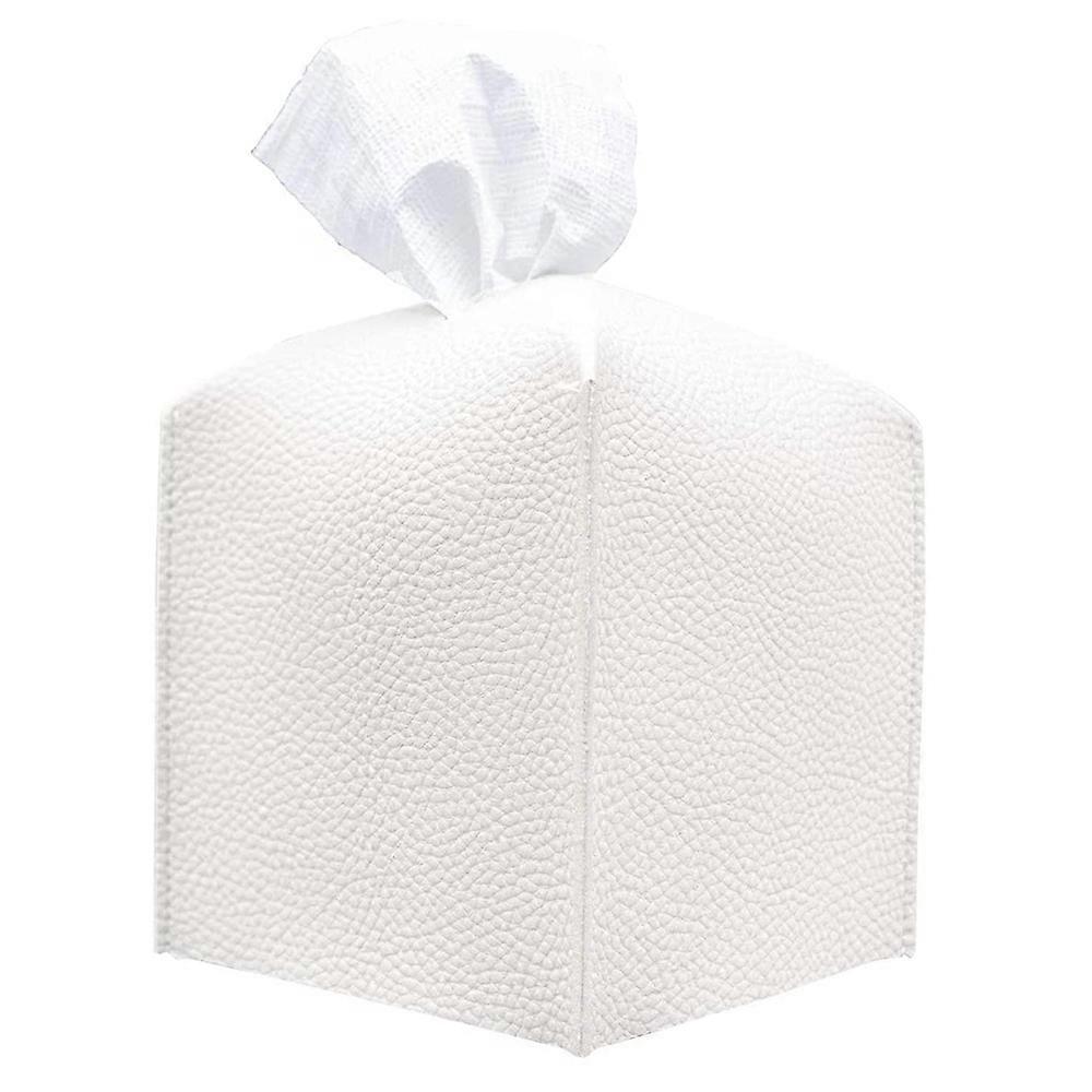 Rectangular Leather Tissue Box for Home, White
