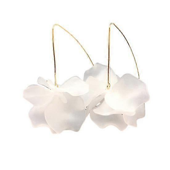 ピアスフックペタルドロップイヤリング、女性用ロングダングルジュエリー8.女性用花びらペンダントイヤリング、ロングピアスフックドロップジュエリーギフト