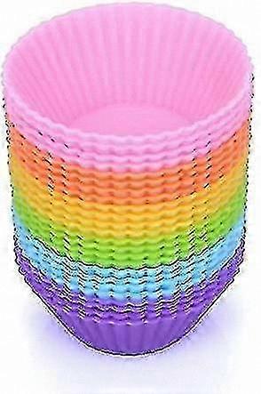 Silicone Mini Muffin Tray - 24 Nonstick Reusable Baking Cups in Assorted Colors for Small Desserts & Truffles