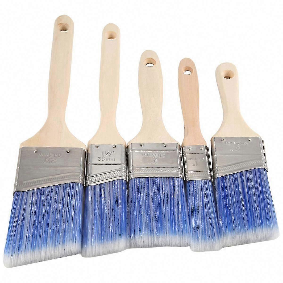 5 Pack Flat & Angle Paint Brushes for Walls, Furniture - Assorted Sizes