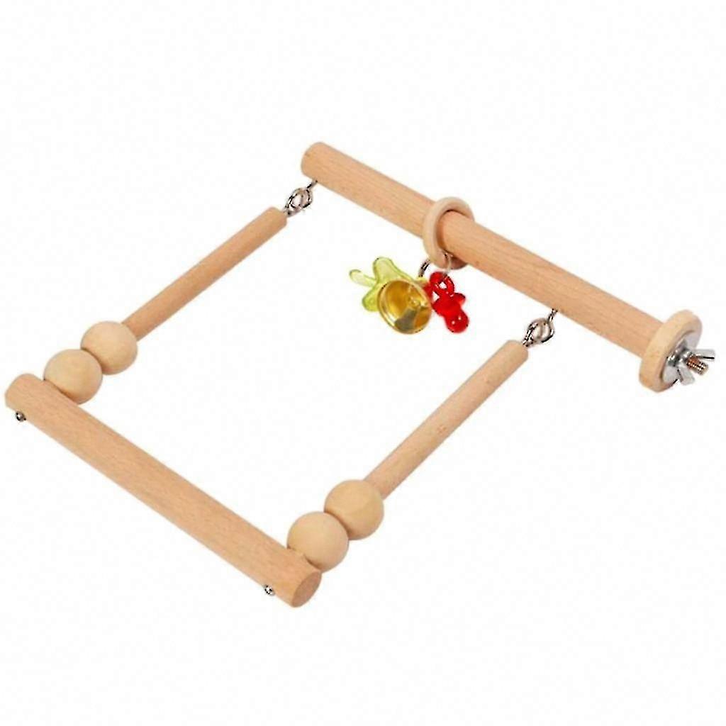 Natural Wood Bird Toy Colorful Chew Swing Cage Perch