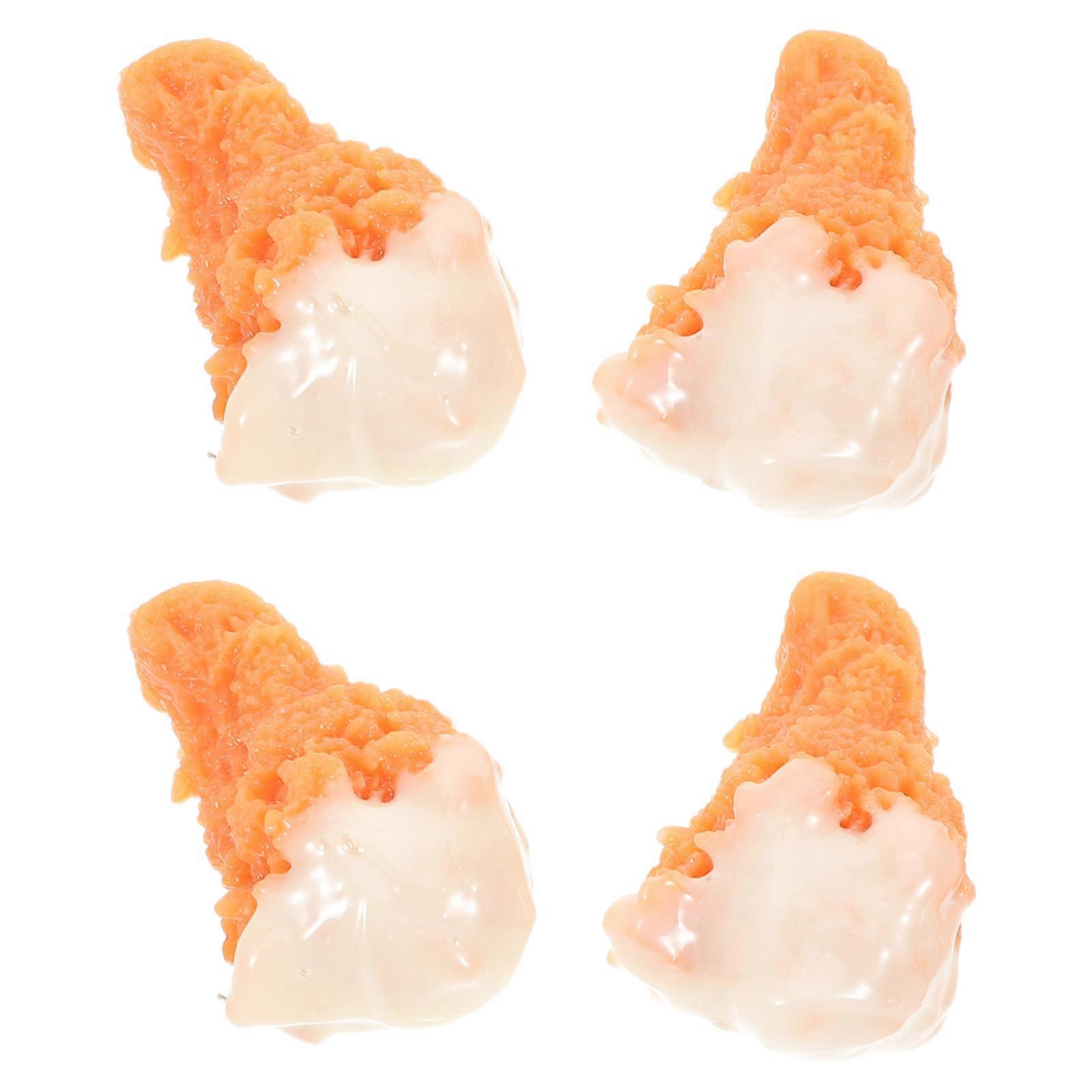 Simulation Chicken Leg Props For Event Planners And Decorators 7.50X4.50X4.00CM Humorous Light Brown 4Pcs