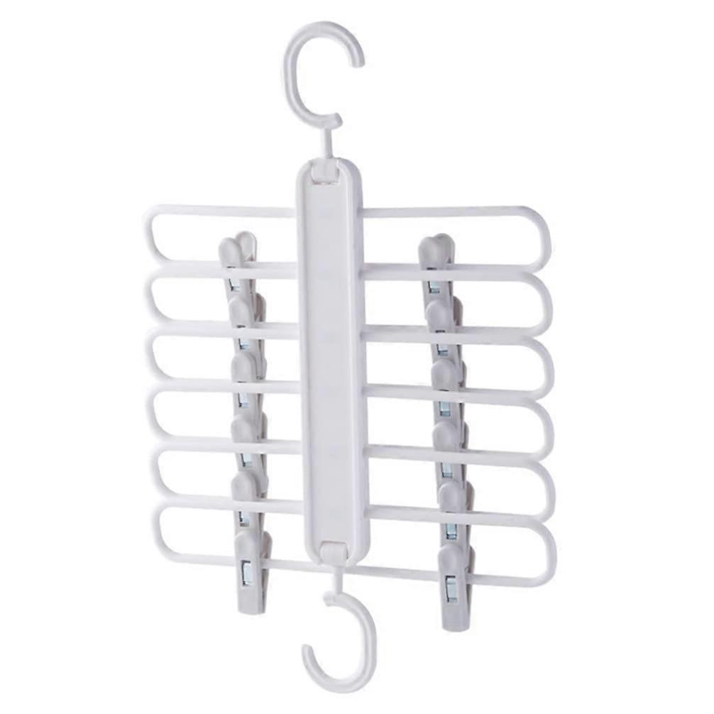 Hook Hanger Plastic Hangers Multi-Layer 5-In-1 Clothes Coat Pants Hanger Non-Slip Bar Laundry Hanger For Home Outdoor
