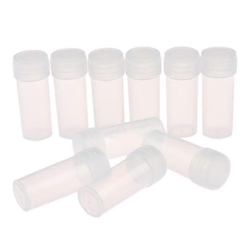 100pcs 5ml Plastic Test Tubes Screw Cap Bottles For School Chemistr...