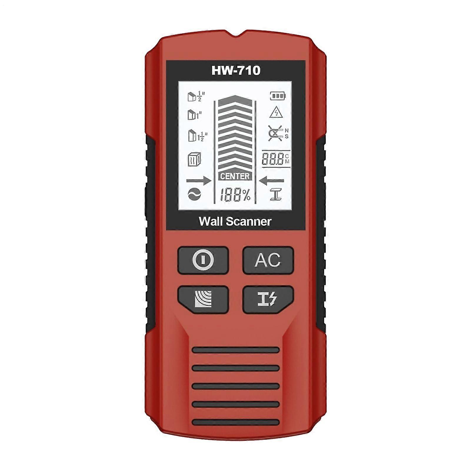 Stud Background Metal Detector Portable LCD Screen Scanner Multifunction Metal Detector For Walls Wood Cables Nails Red