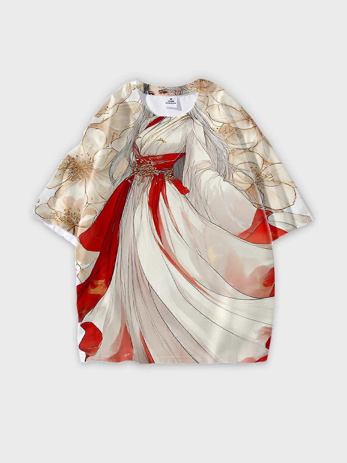 T-Shirt Short Sleeve Round Neck, Summer Casual Loose Graphic Tee, Unisex Pattern V2264