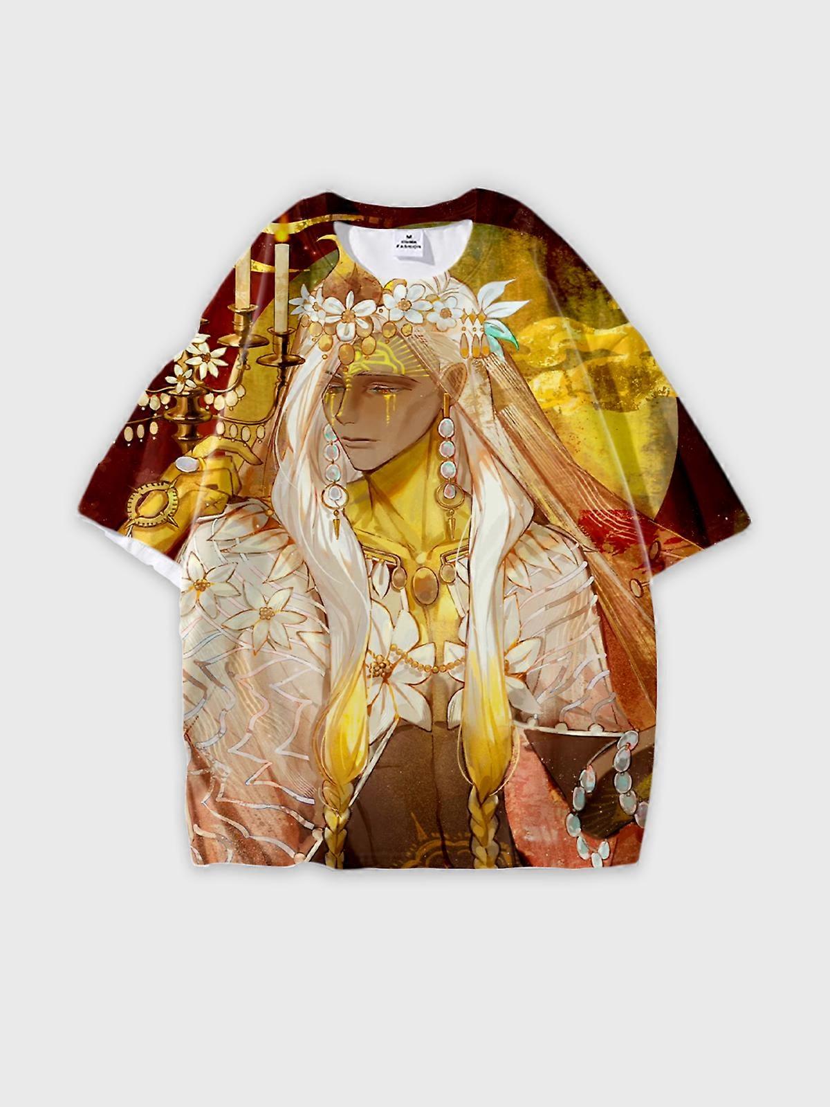 T-Shirt Round Neck, Loose Short Sleeve Sultan’s Game Graphic Tee, Unisex Summer Casual Top V306